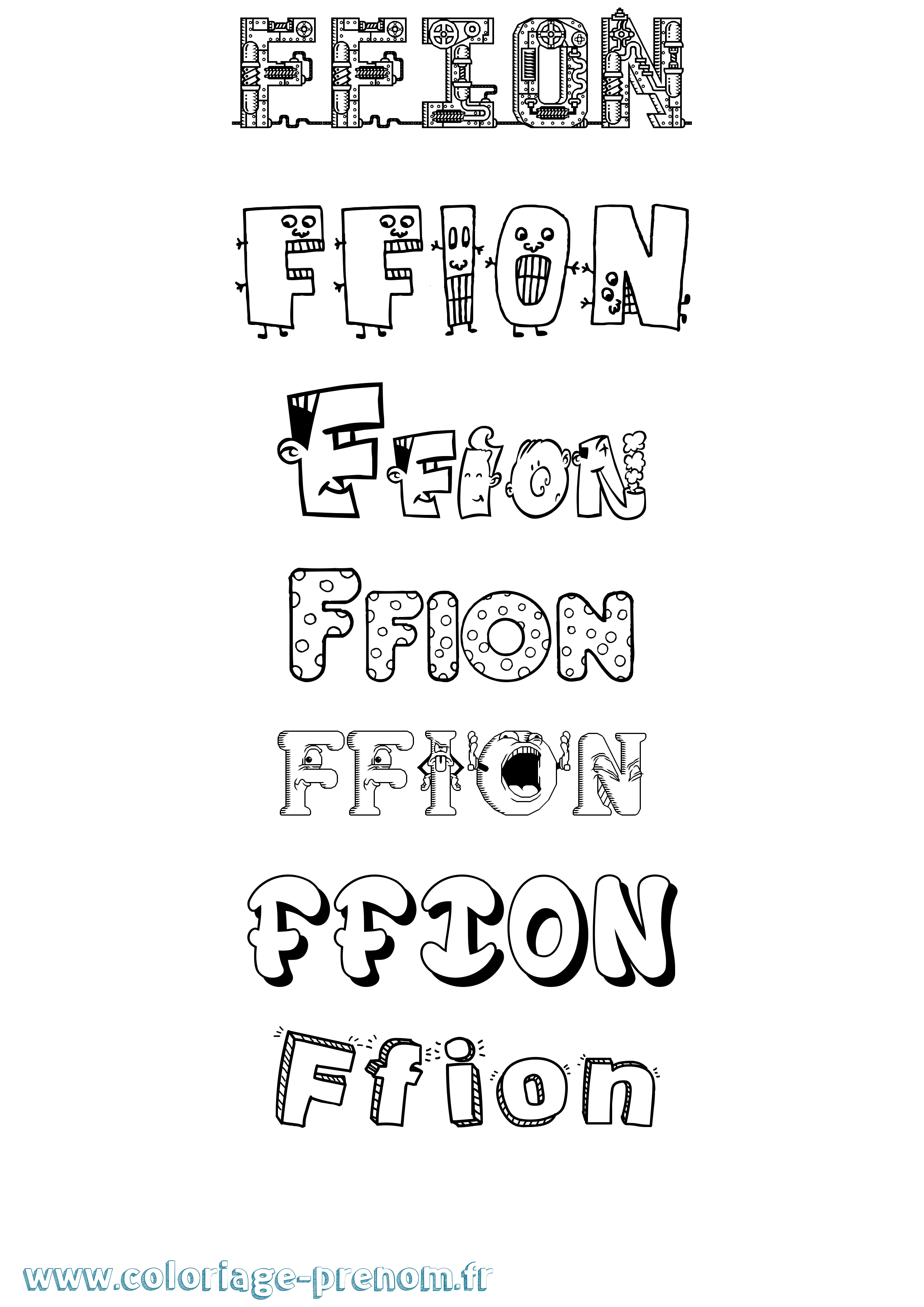 Coloriage prénom Ffion Fun