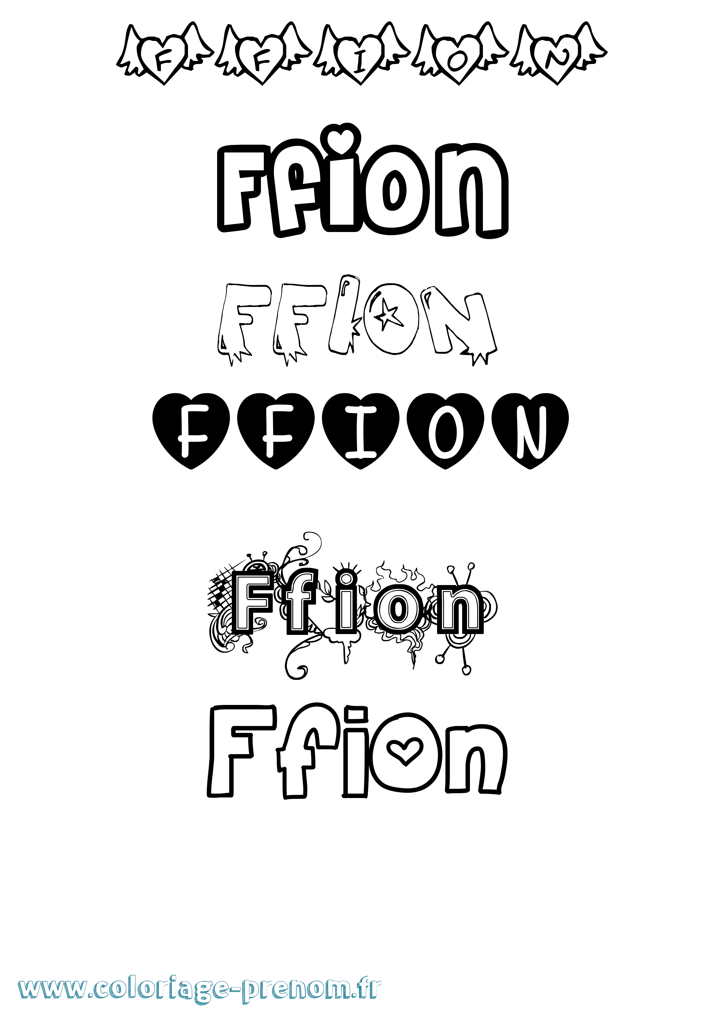 Coloriage prénom Ffion Girly