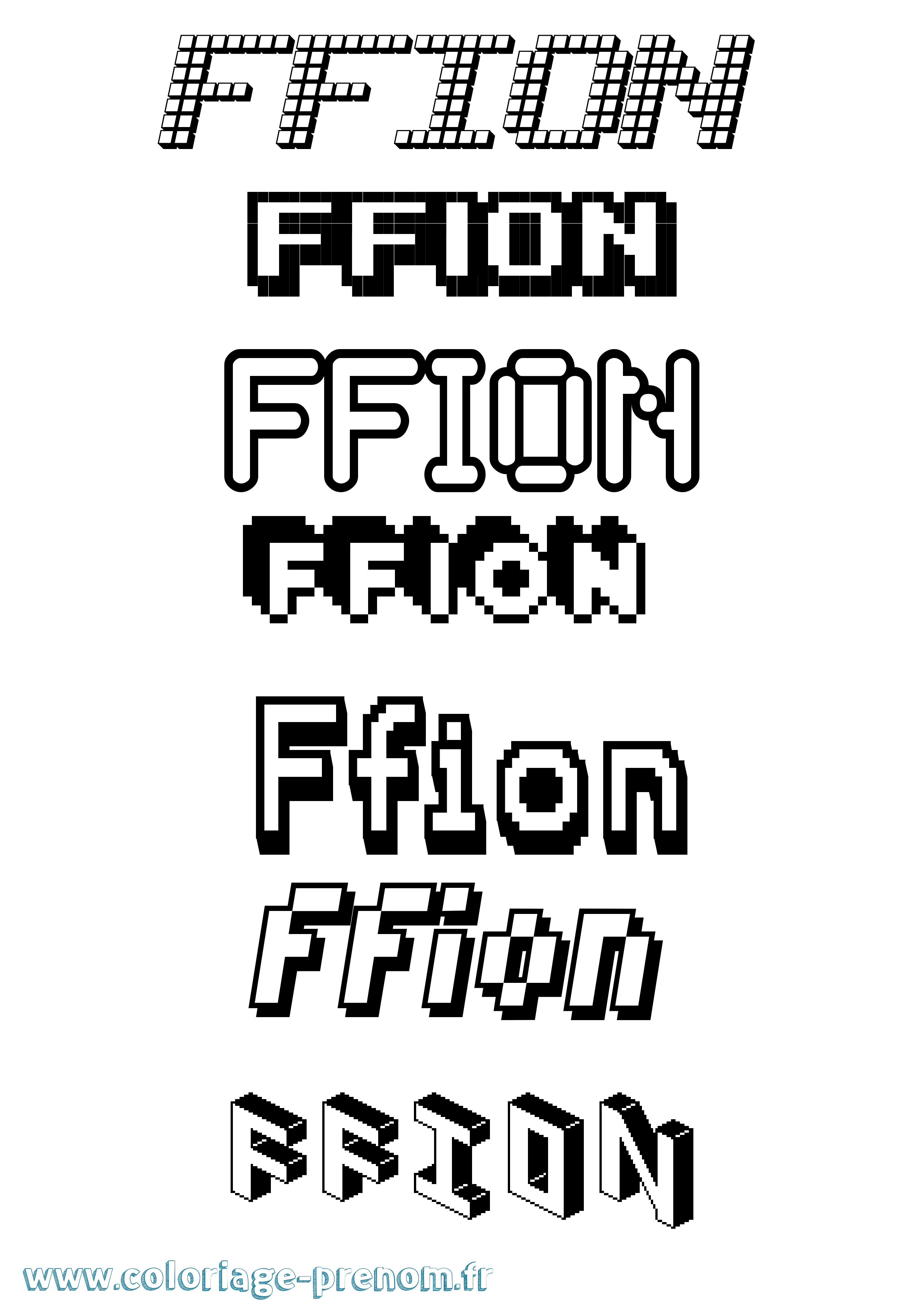 Coloriage prénom Ffion Pixel