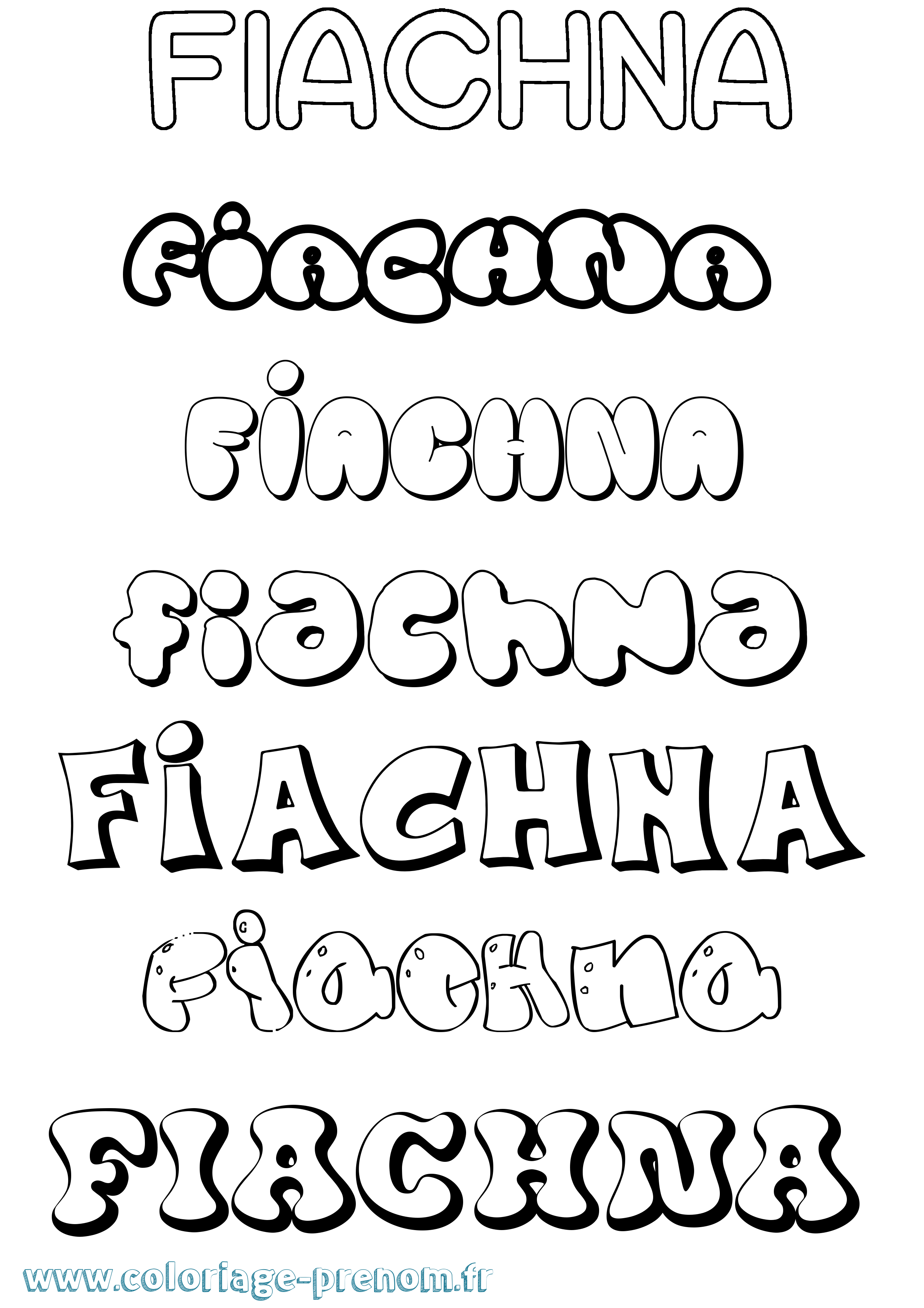 Coloriage prénom Fiachna Bubble