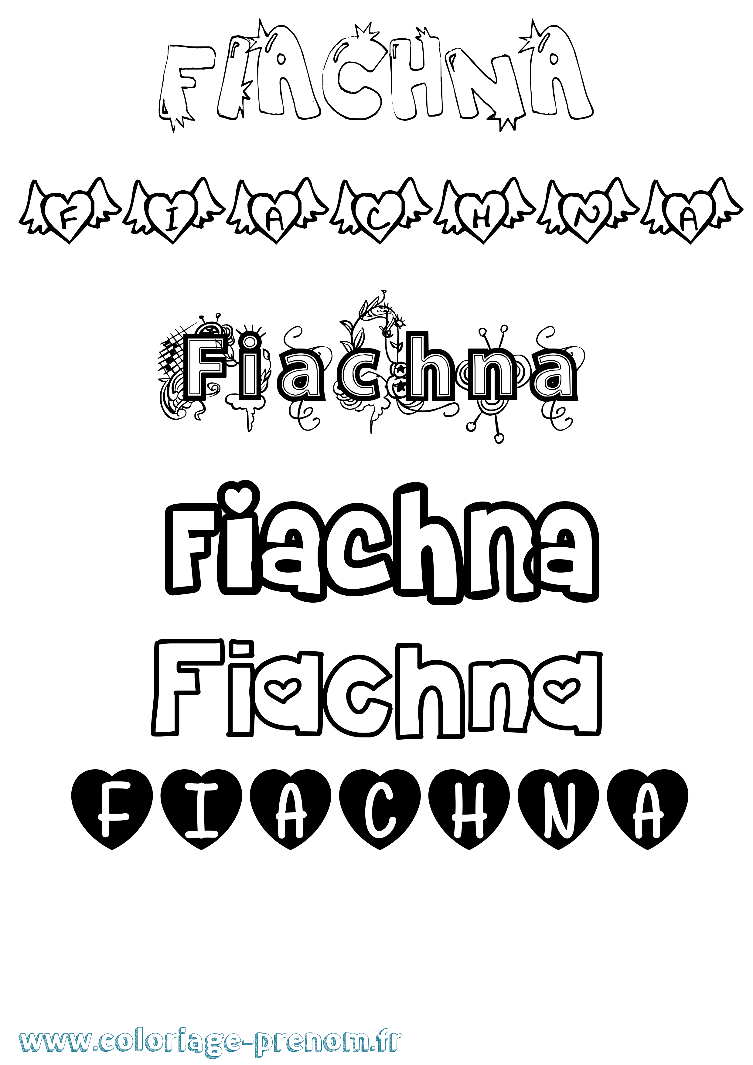 Coloriage prénom Fiachna Girly