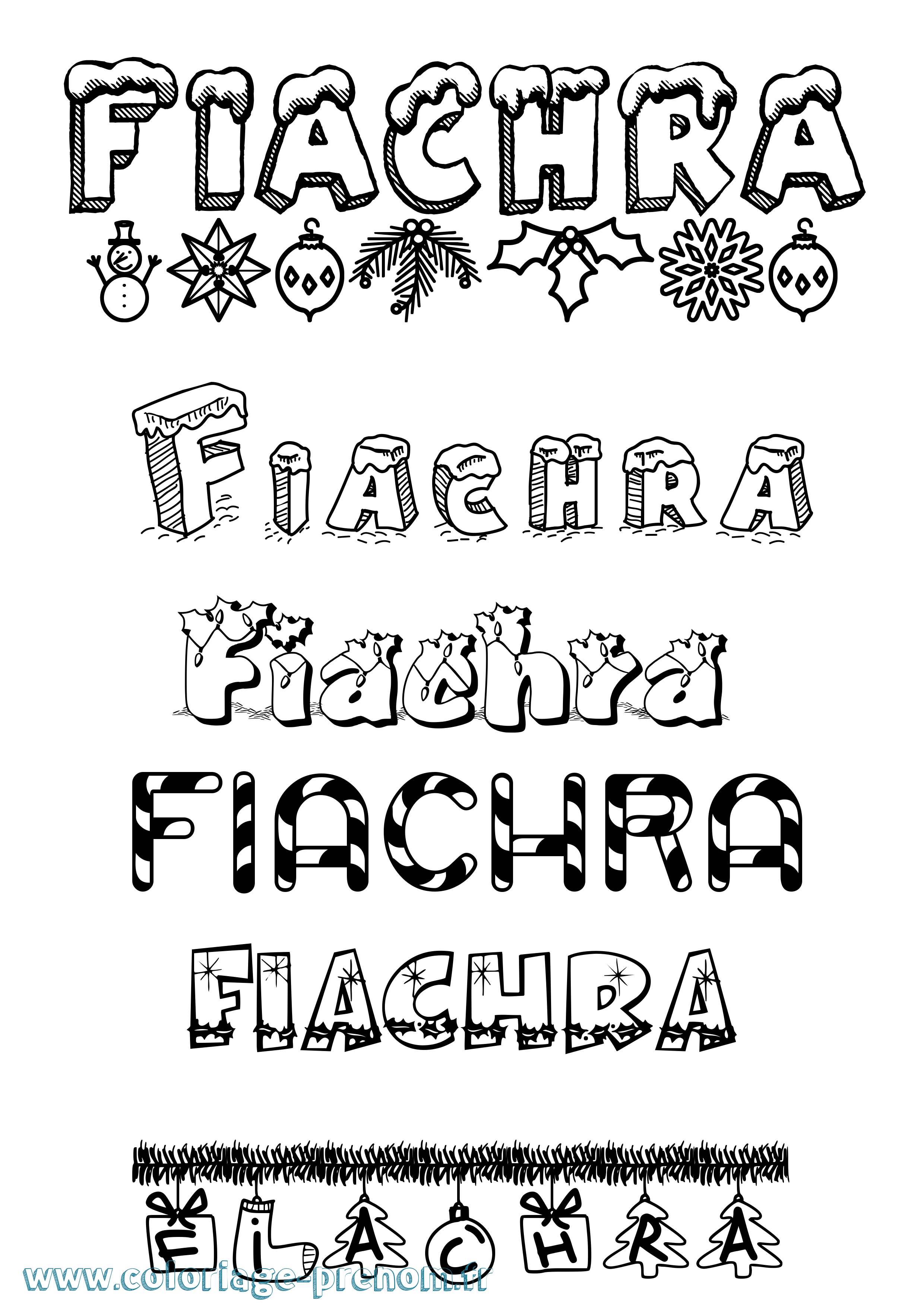 Coloriage prénom Fiachra Noël