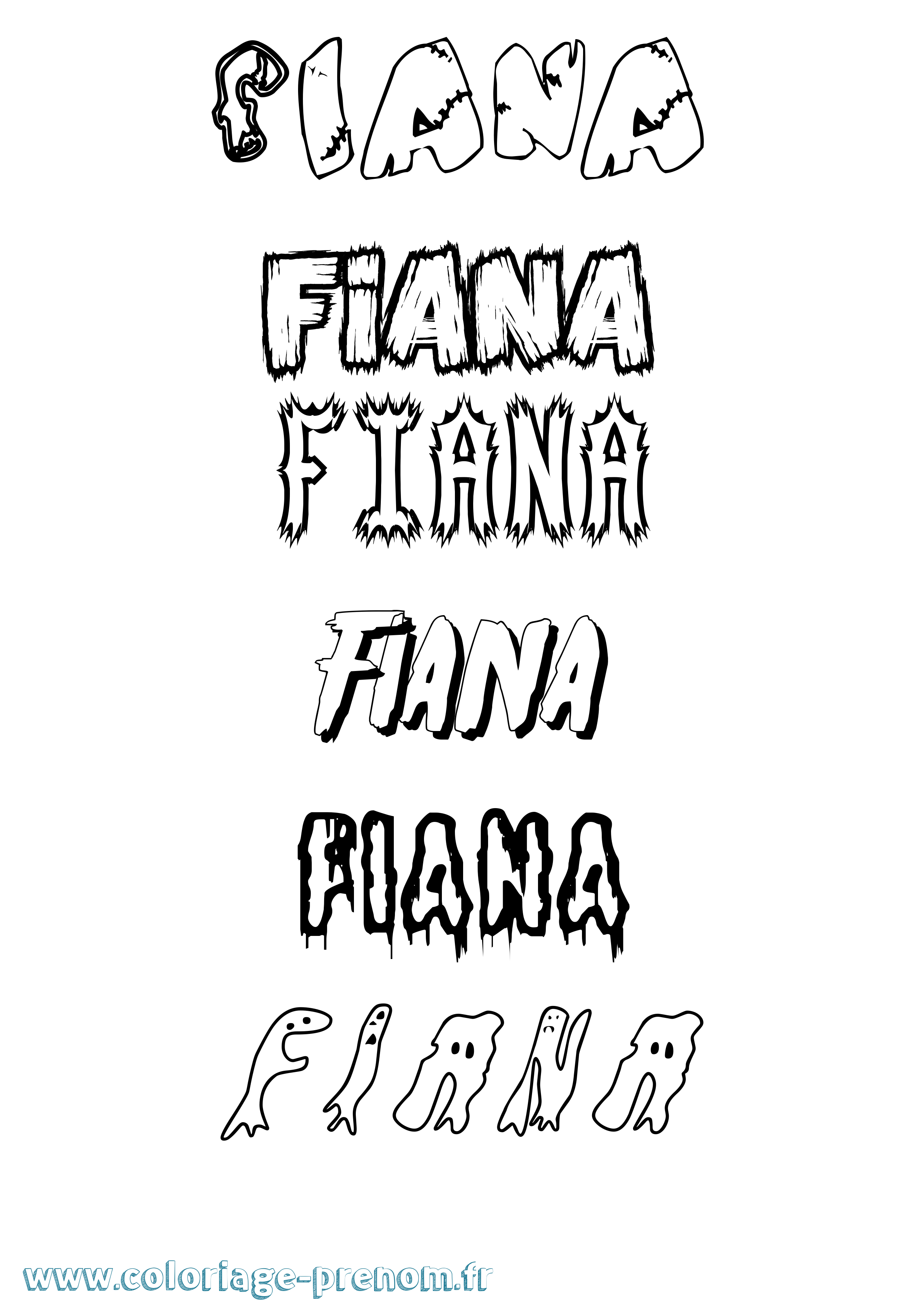 Coloriage prénom Fiana Frisson