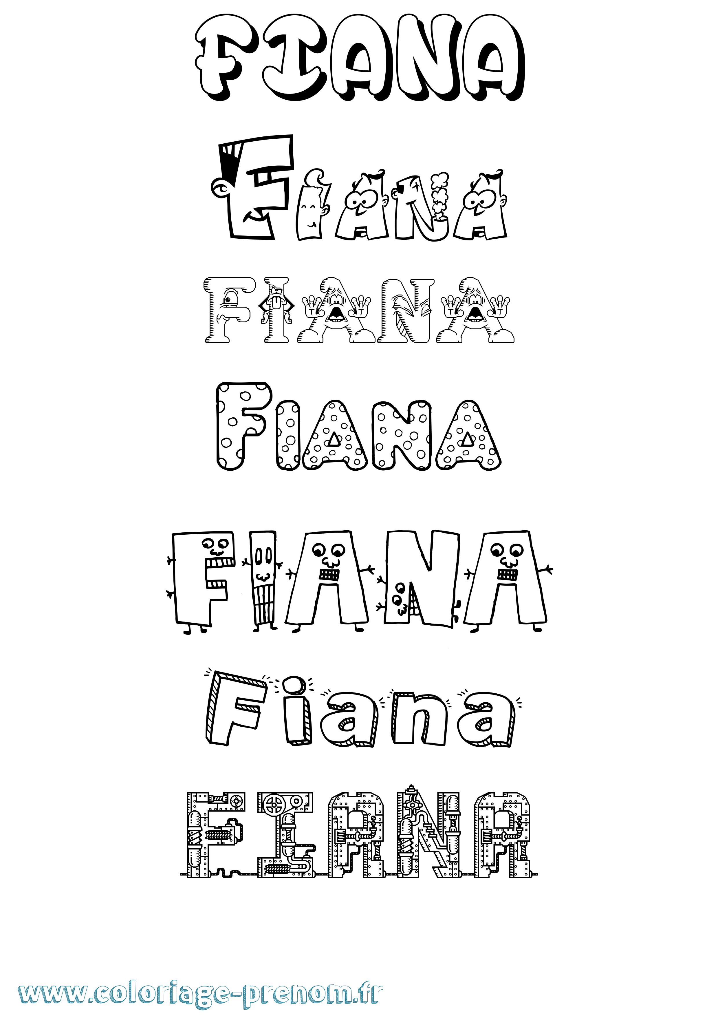 Coloriage prénom Fiana Fun