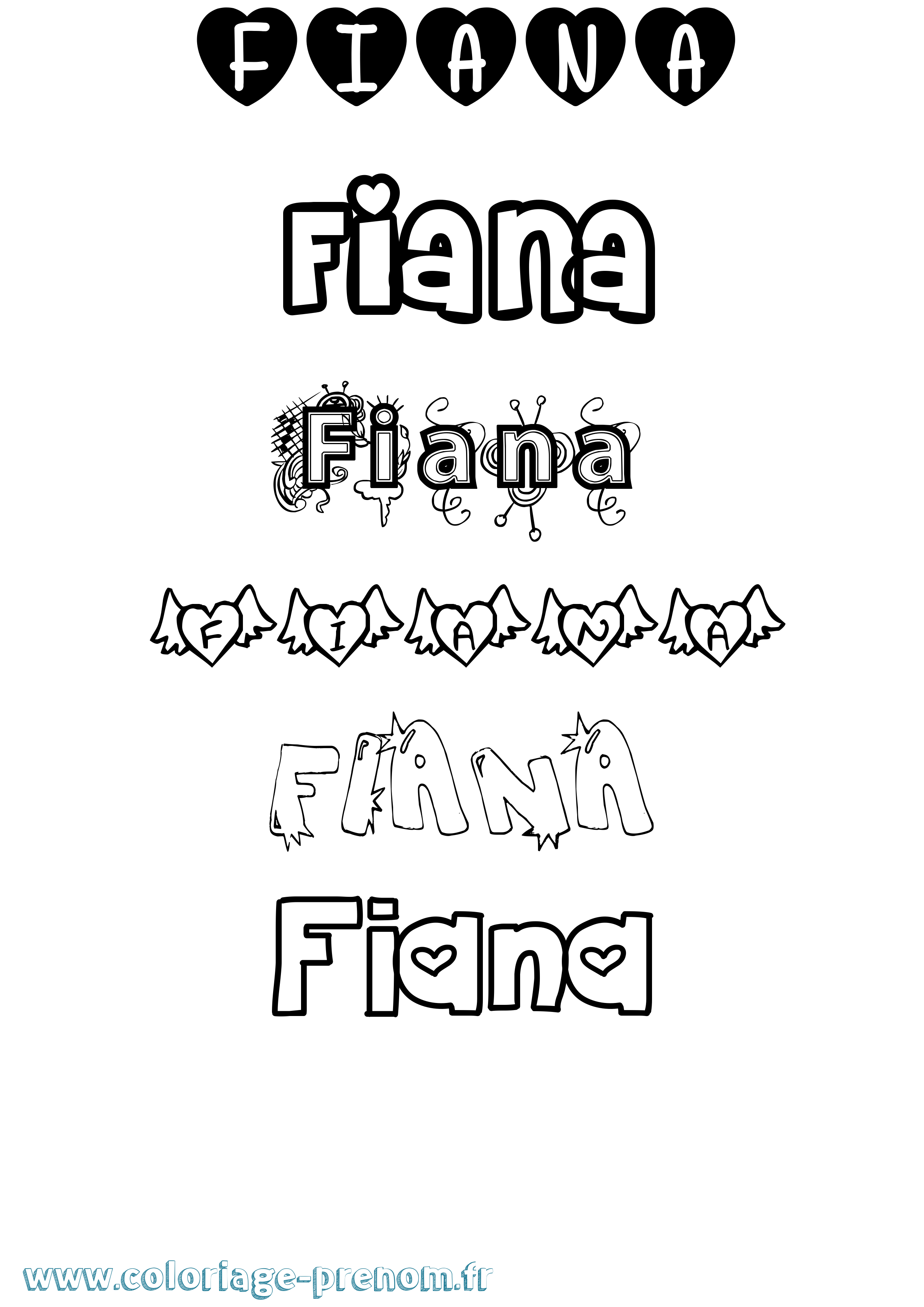 Coloriage prénom Fiana Girly