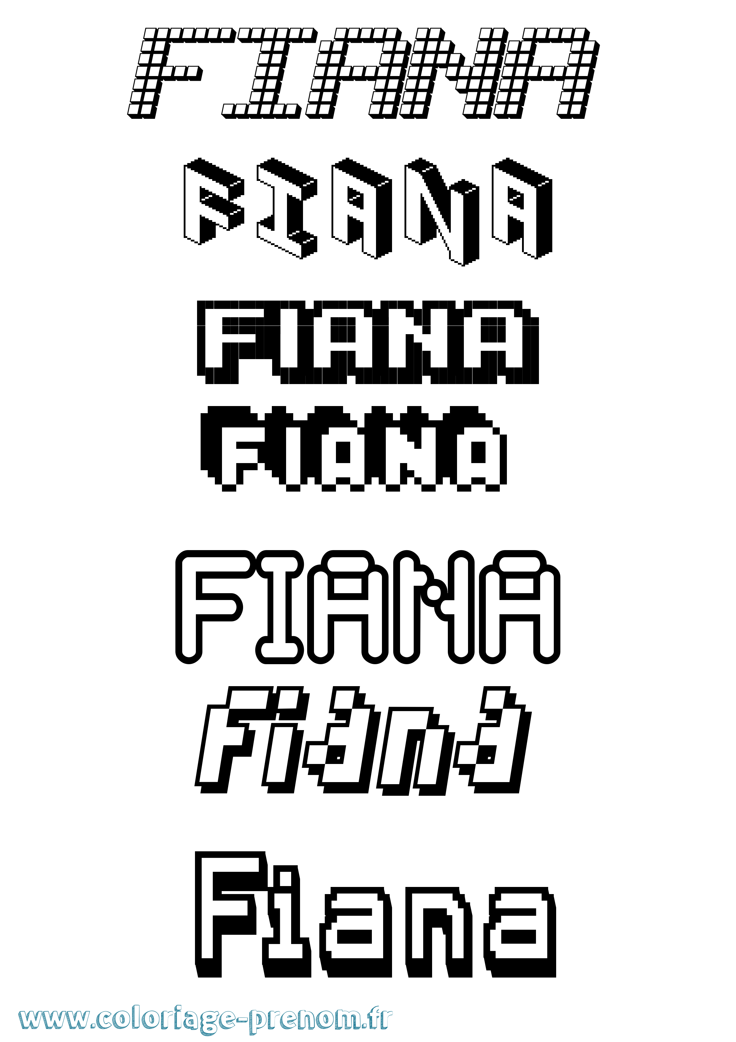 Coloriage prénom Fiana Pixel