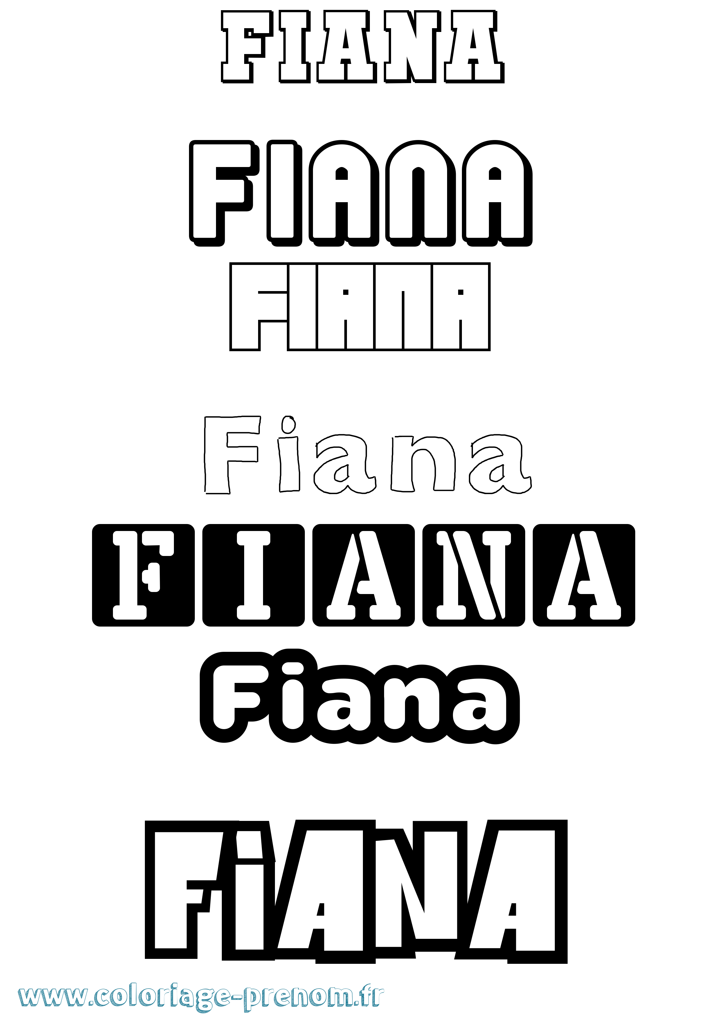 Coloriage prénom Fiana Simple