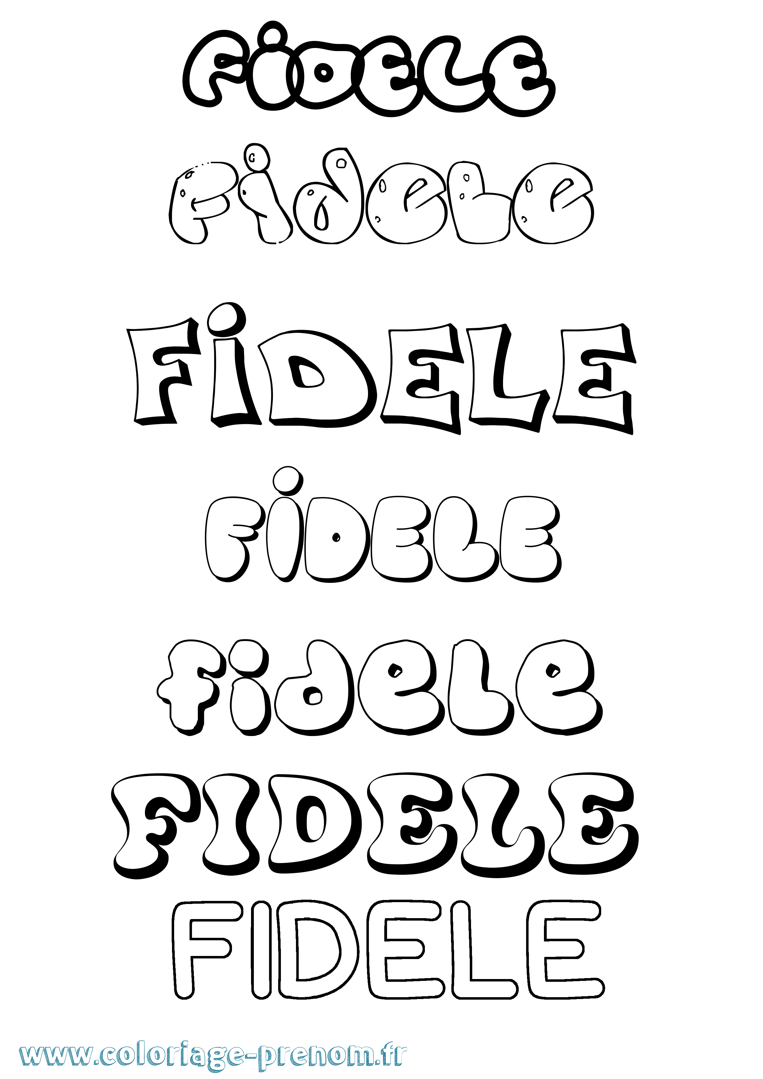 Coloriage prénom Fidele Bubble