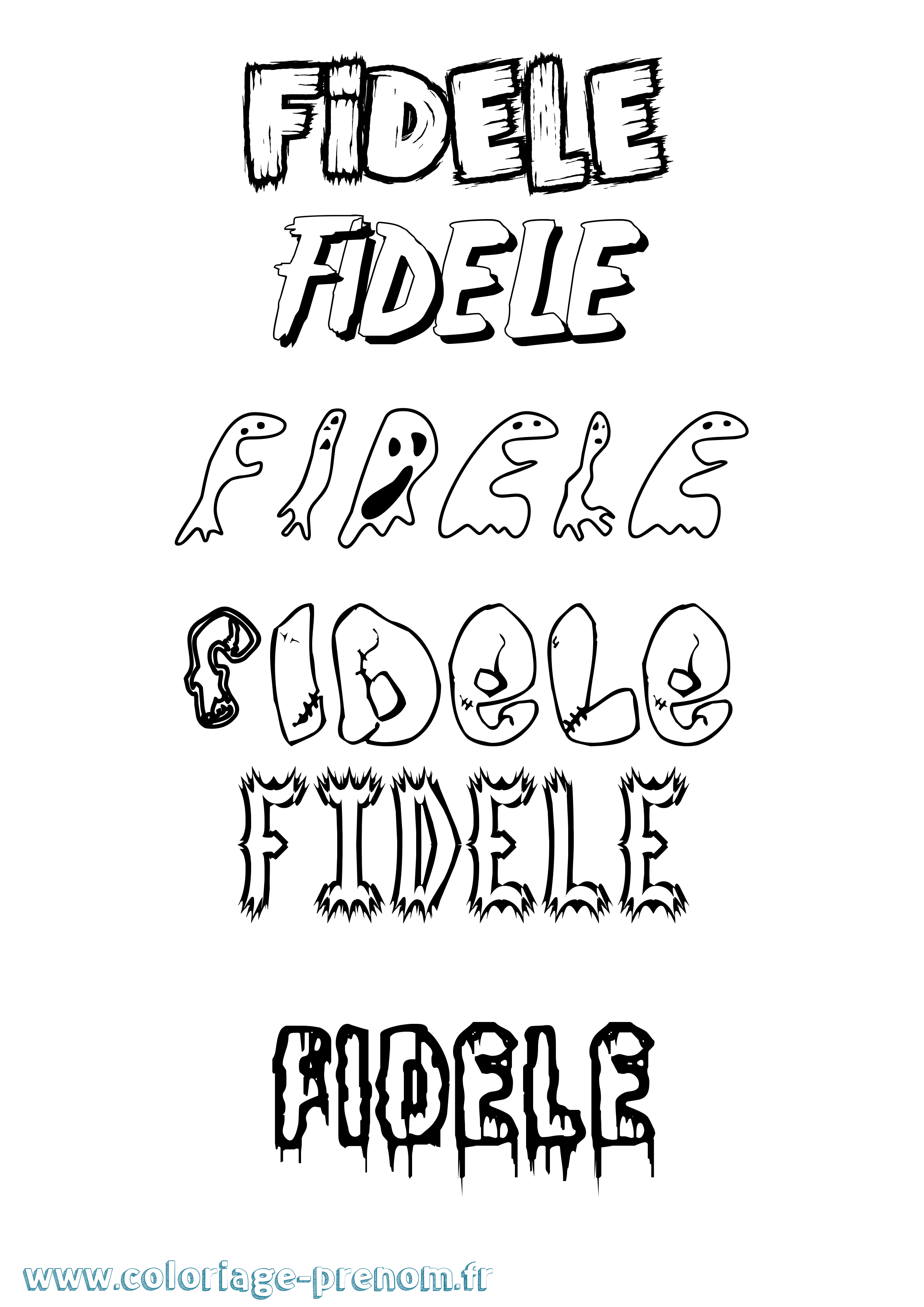 Coloriage prénom Fidele Frisson