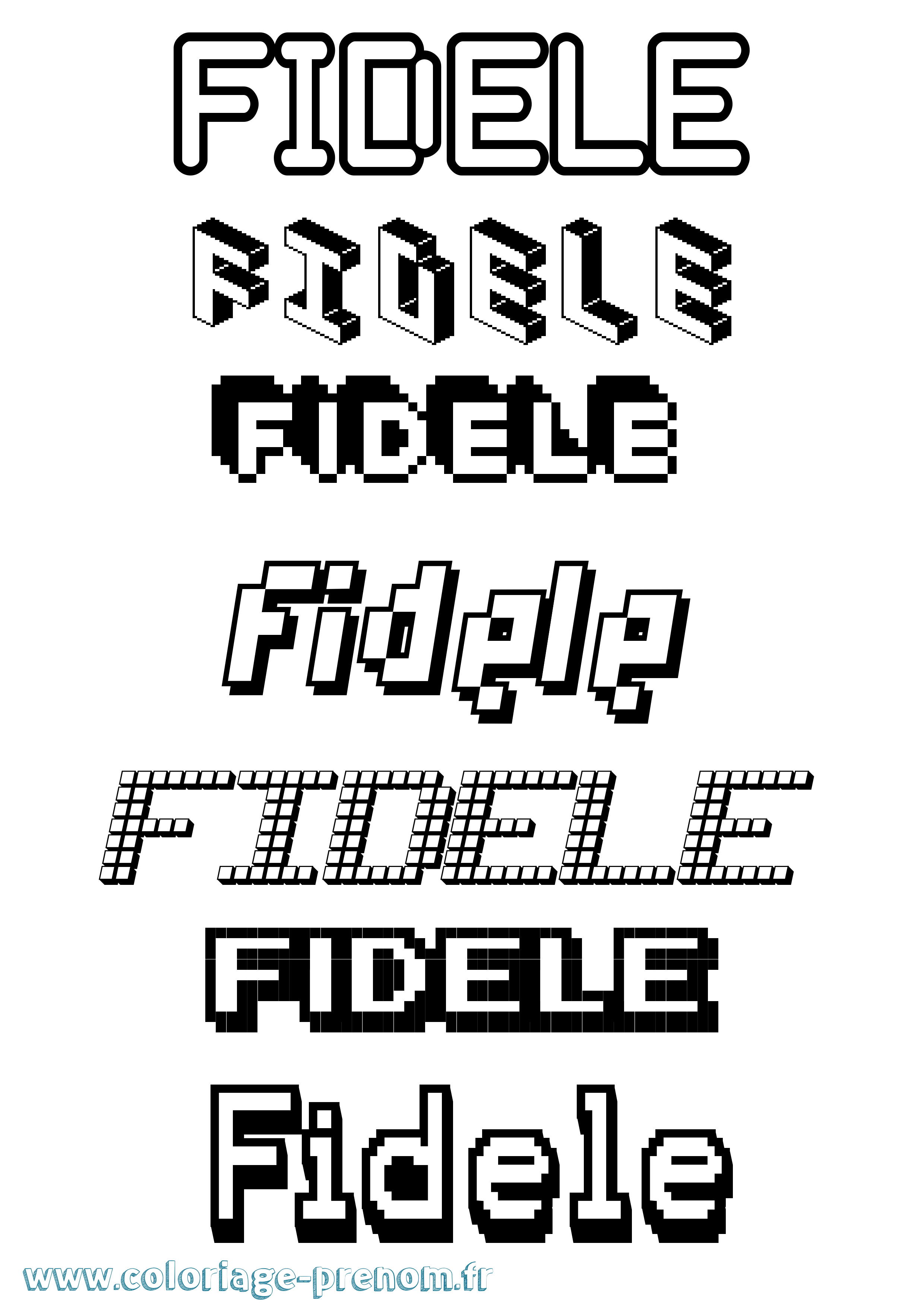 Coloriage prénom Fidele Pixel