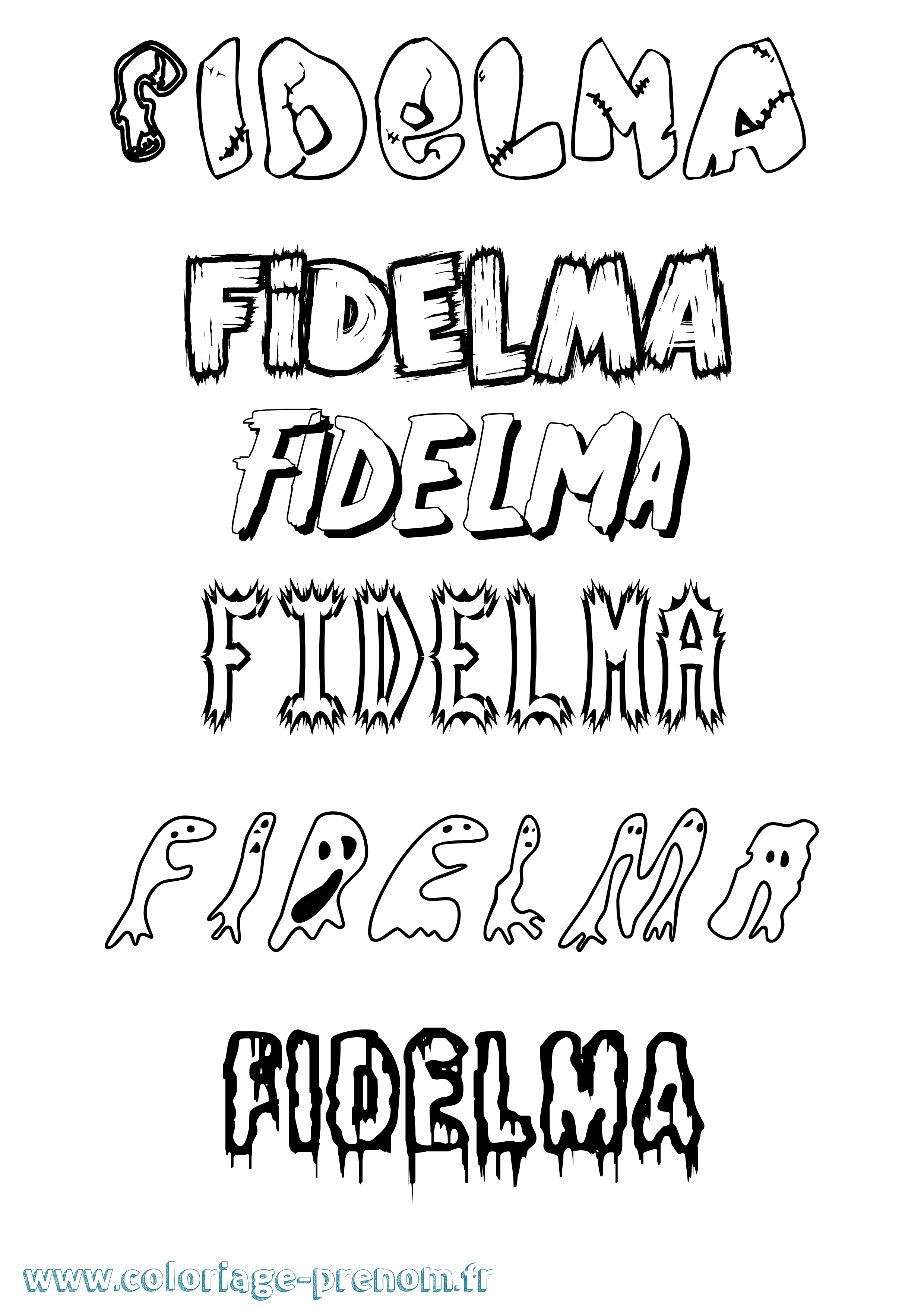 Coloriage prénom Fidelma Frisson