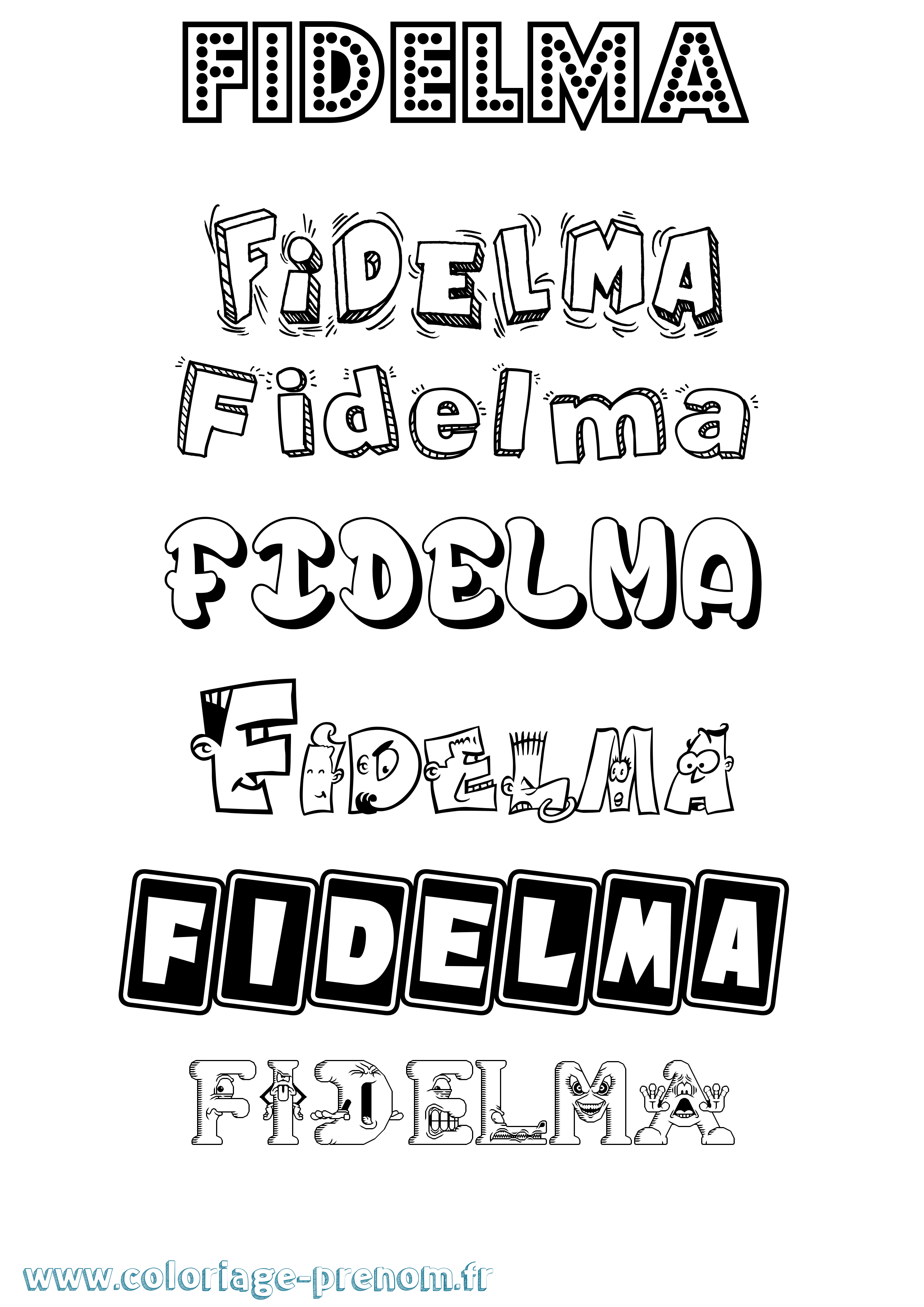 Coloriage prénom Fidelma Fun