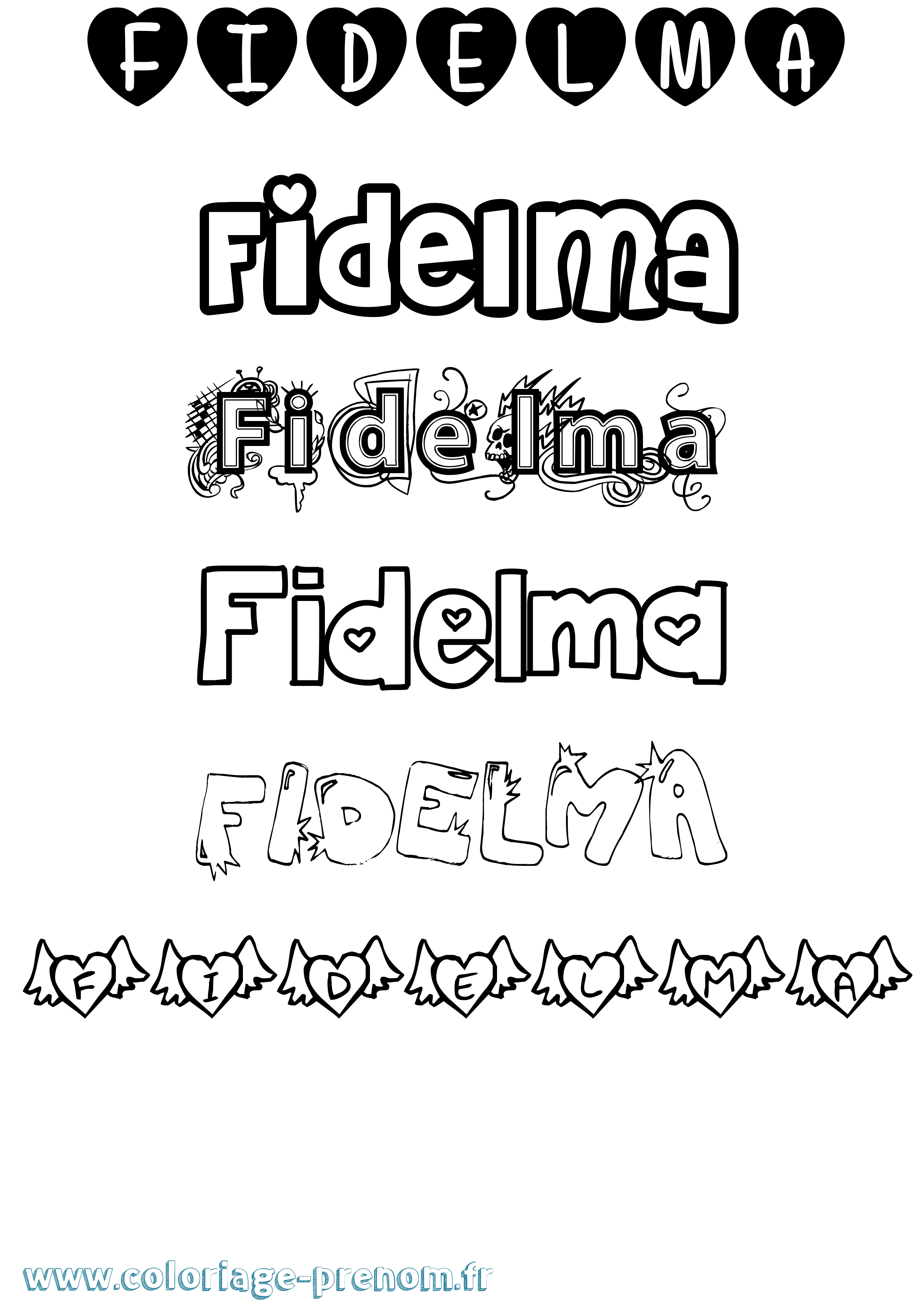 Coloriage prénom Fidelma Girly