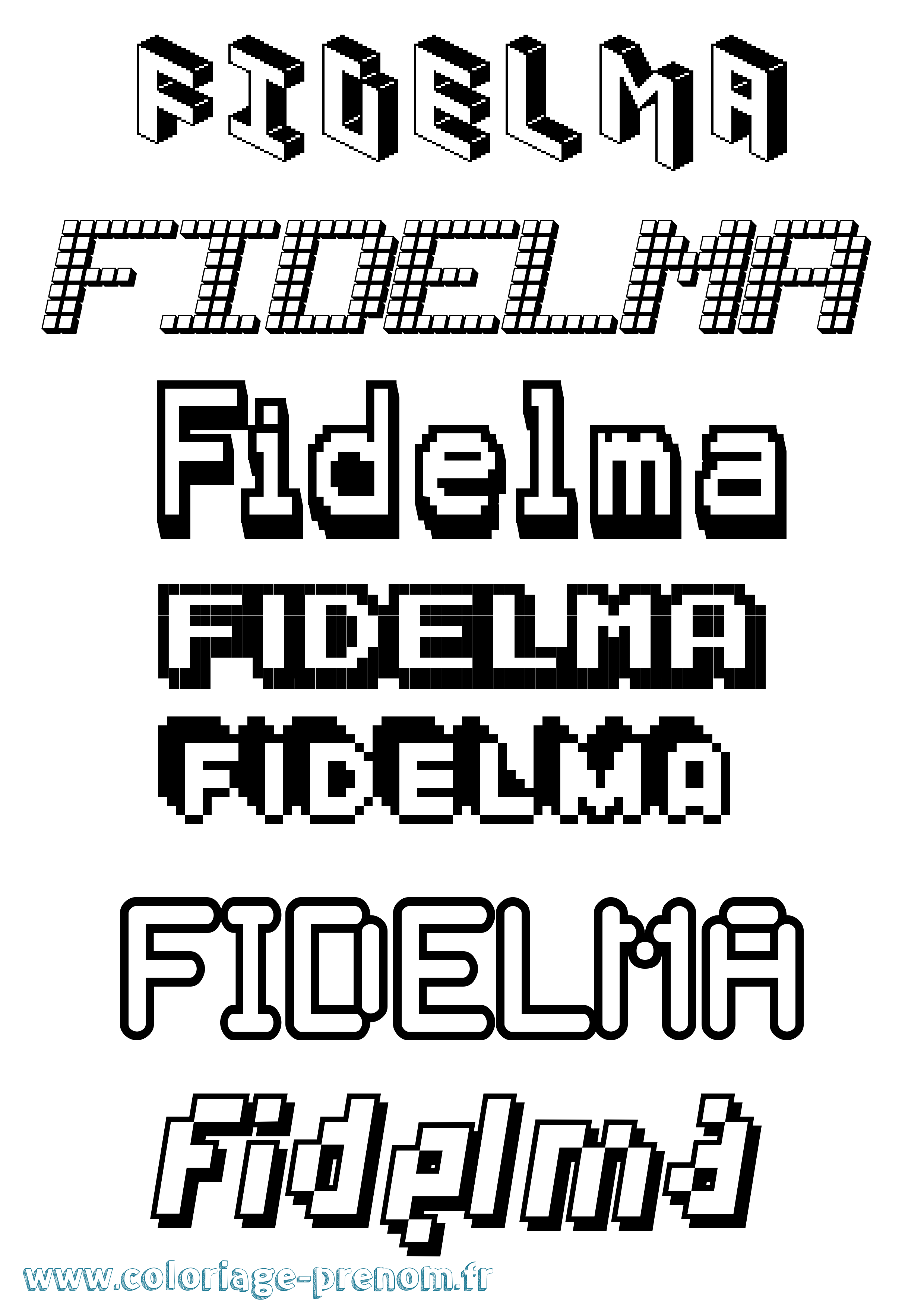 Coloriage prénom Fidelma Pixel