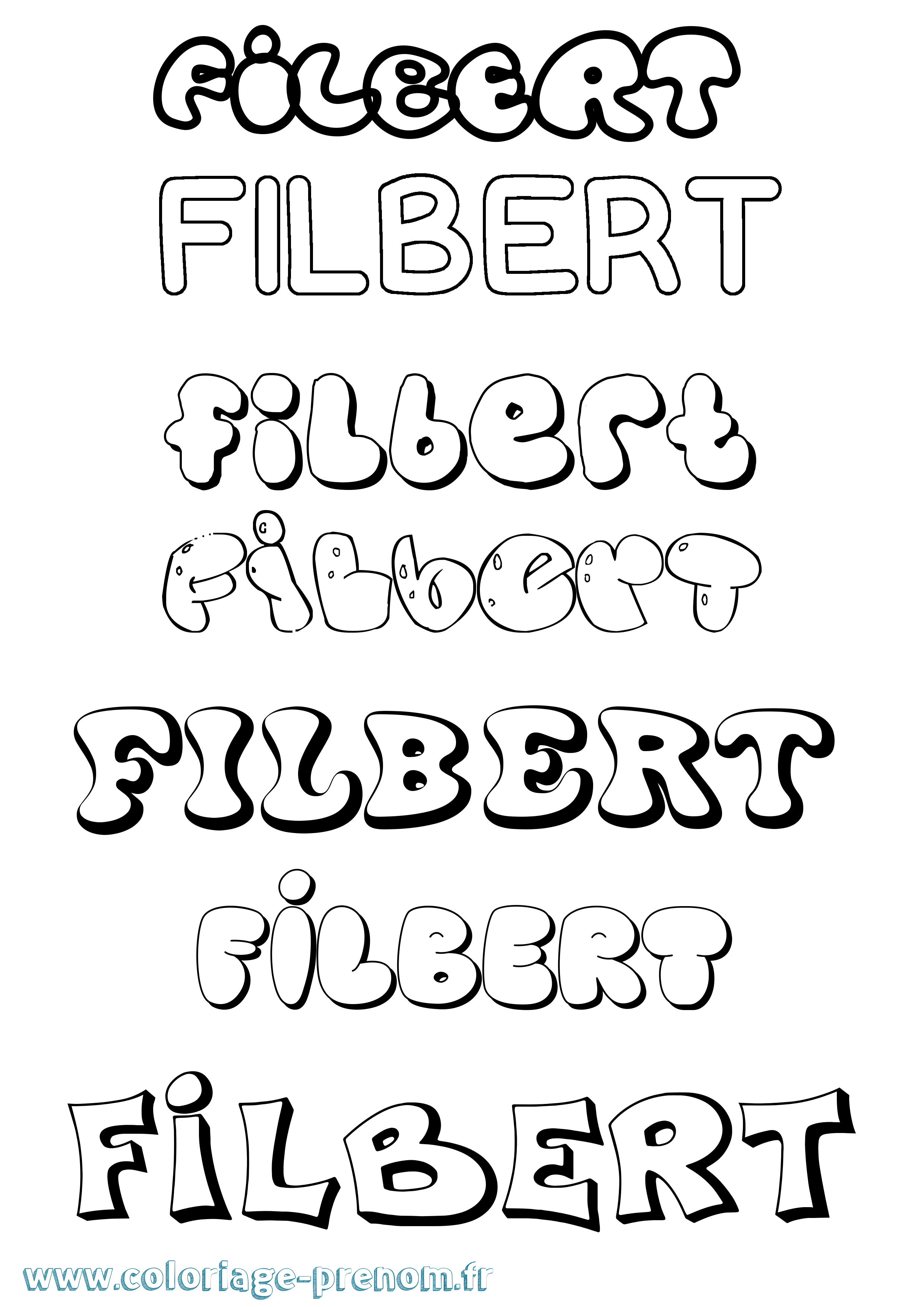 Coloriage prénom Filbert Bubble
