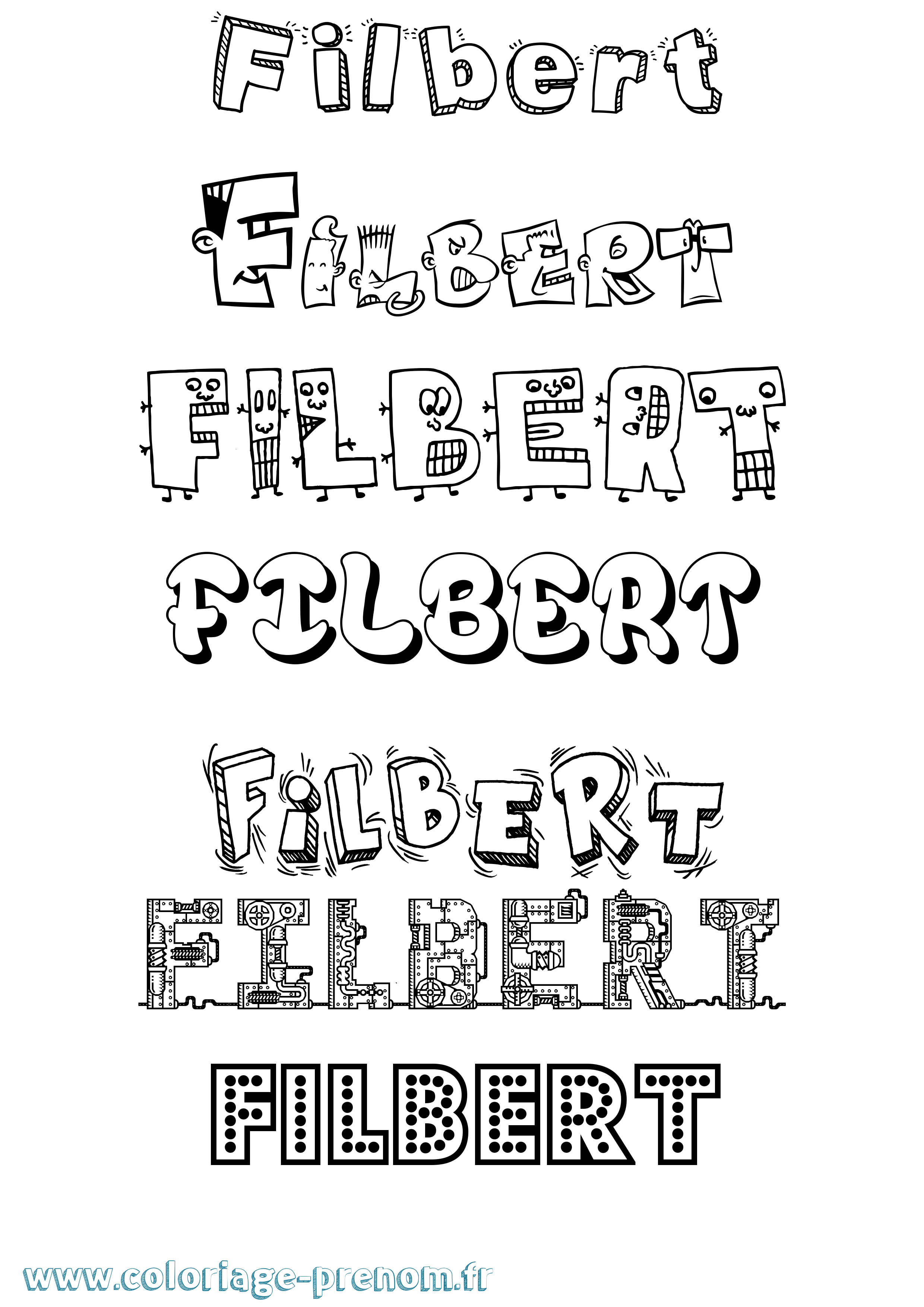 Coloriage prénom Filbert Fun