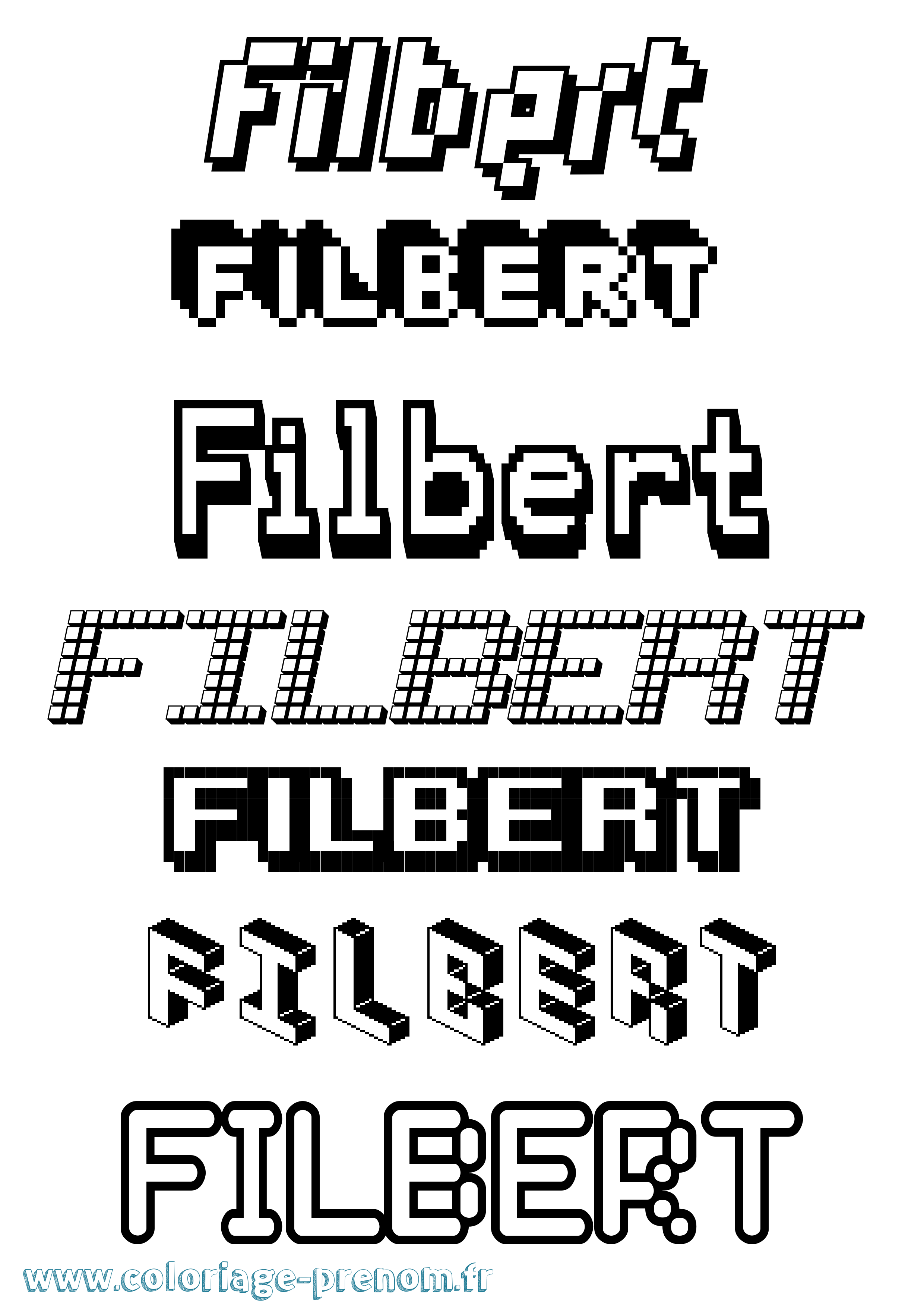 Coloriage prénom Filbert Pixel
