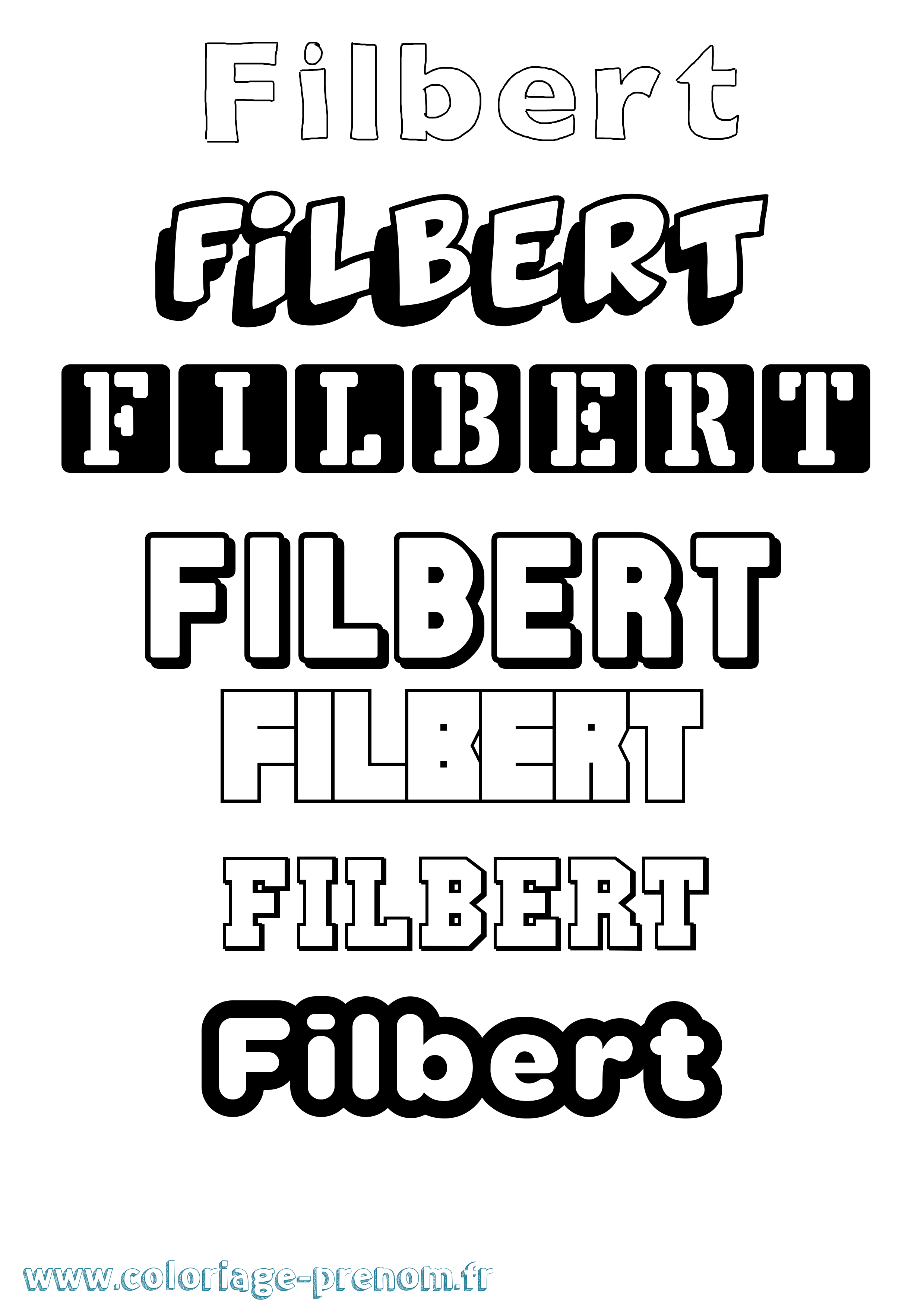 Coloriage prénom Filbert Simple
