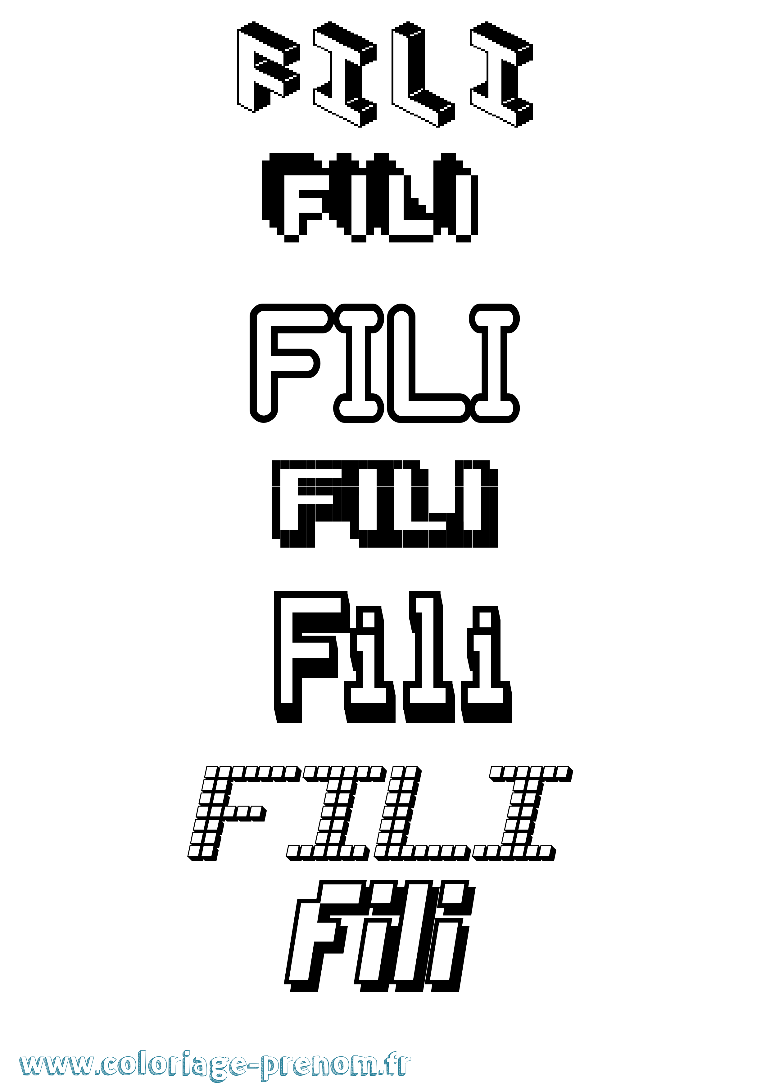 Coloriage prénom Fili Pixel