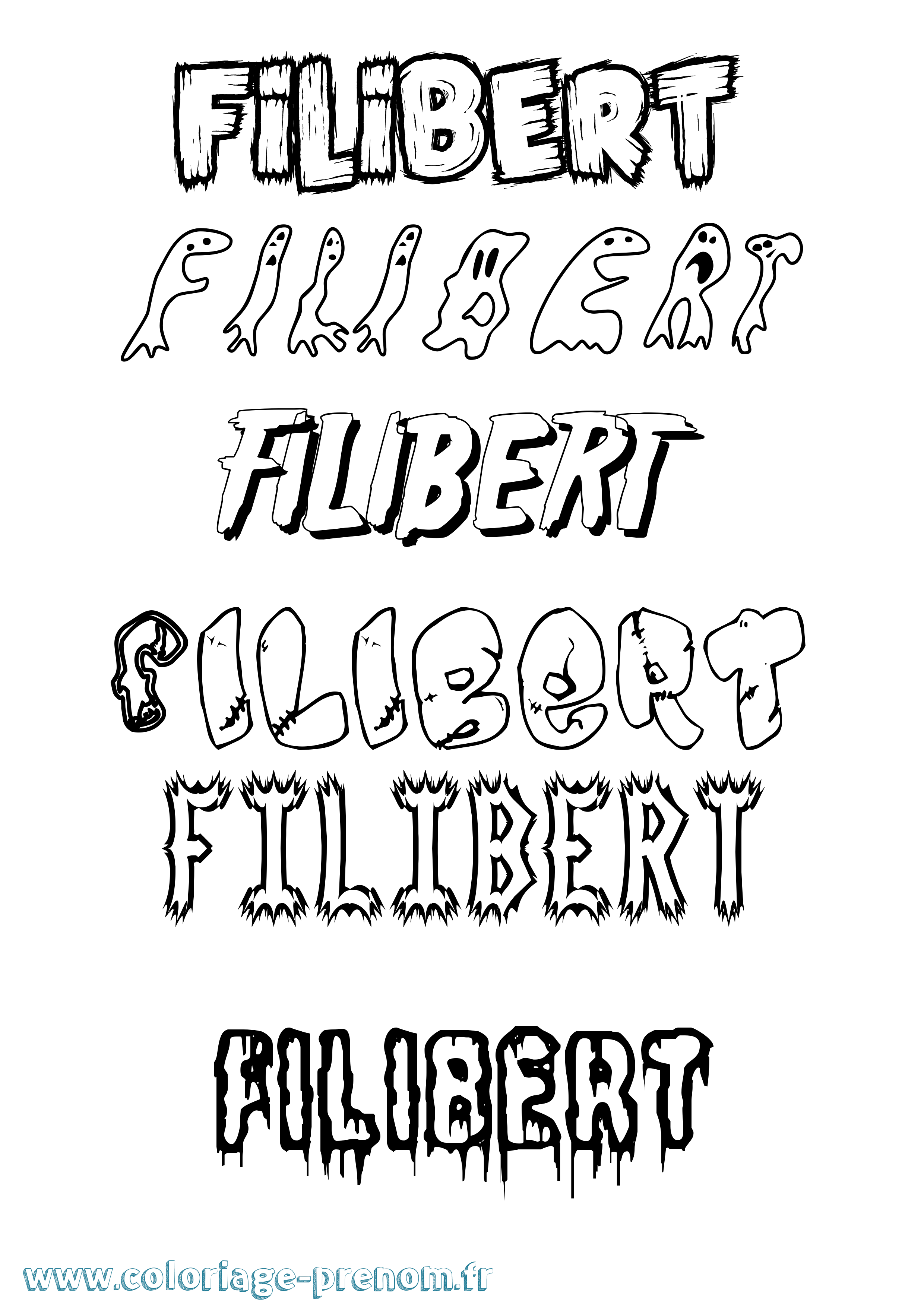 Coloriage prénom Filibert Frisson