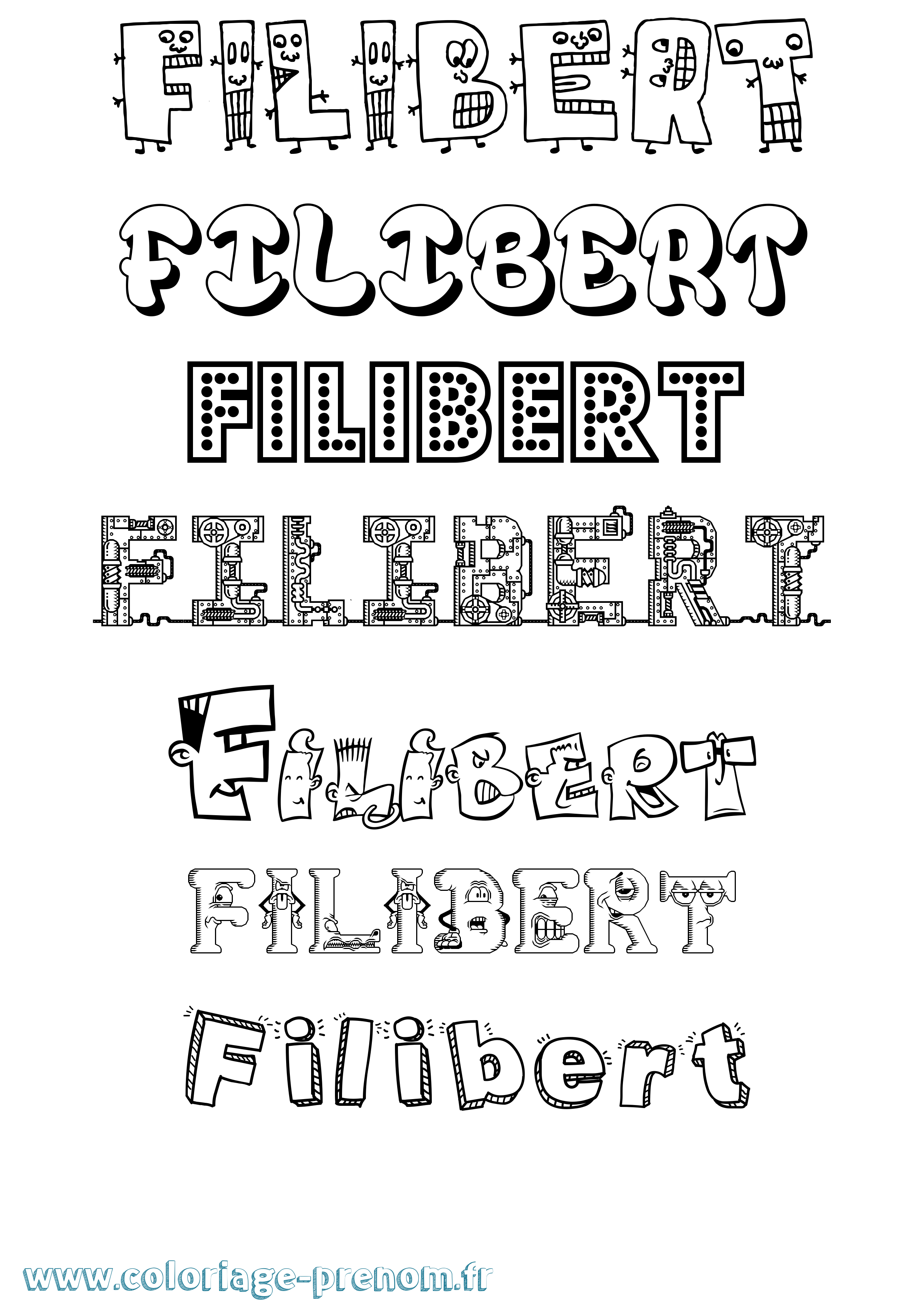 Coloriage prénom Filibert Fun