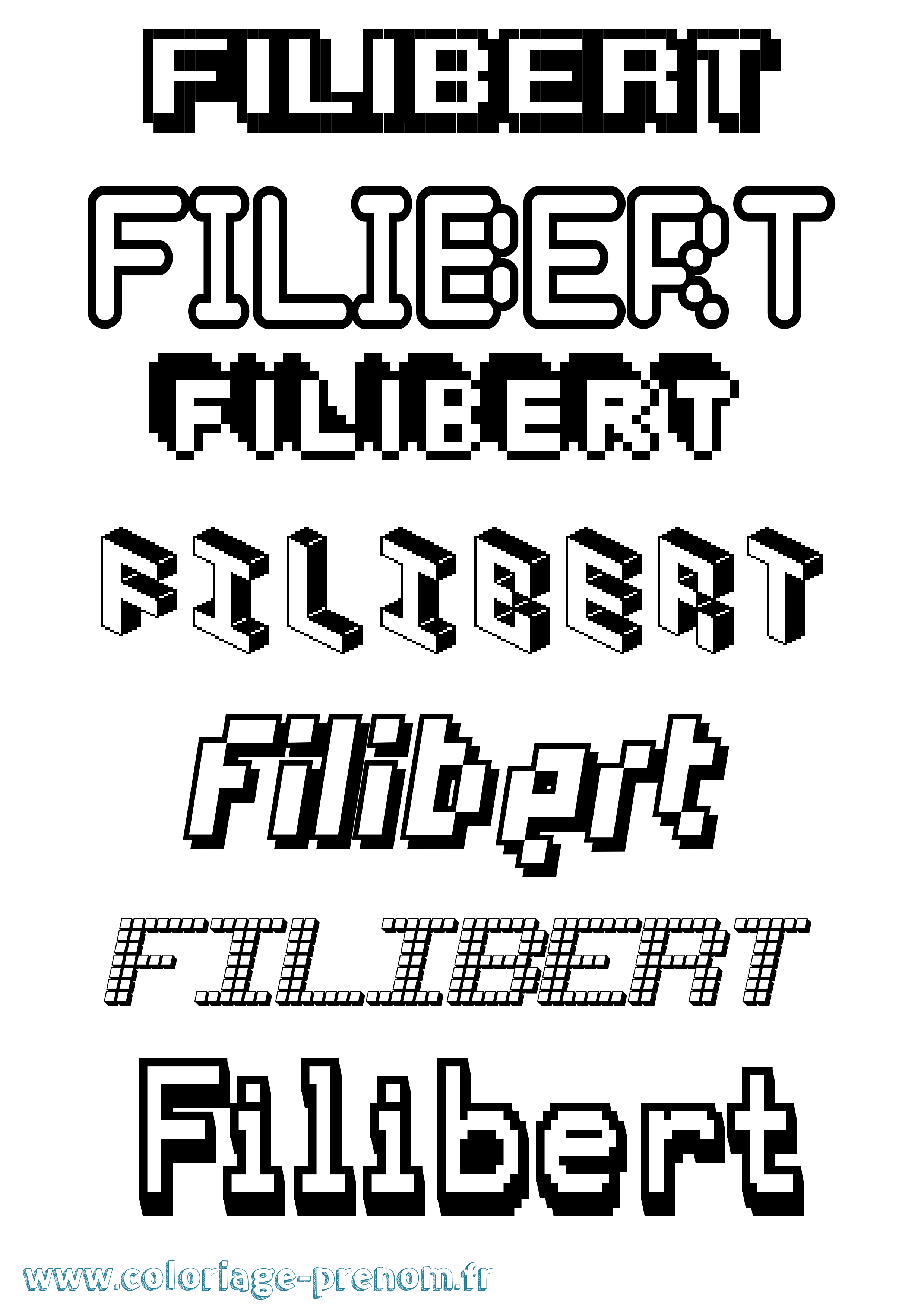 Coloriage prénom Filibert Pixel