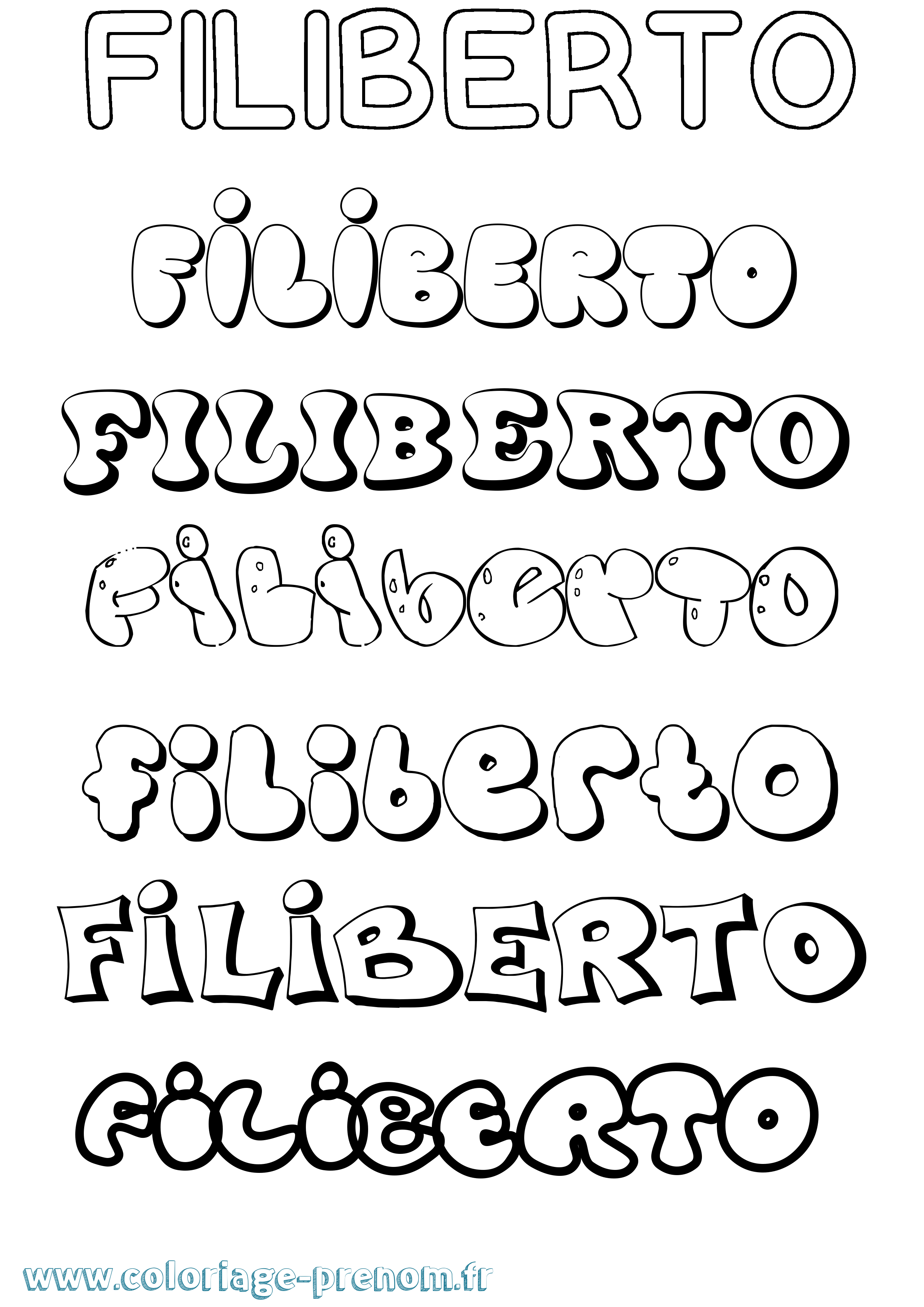 Coloriage Filiberto Bubble Coloriage prénom Filiberto Bubble