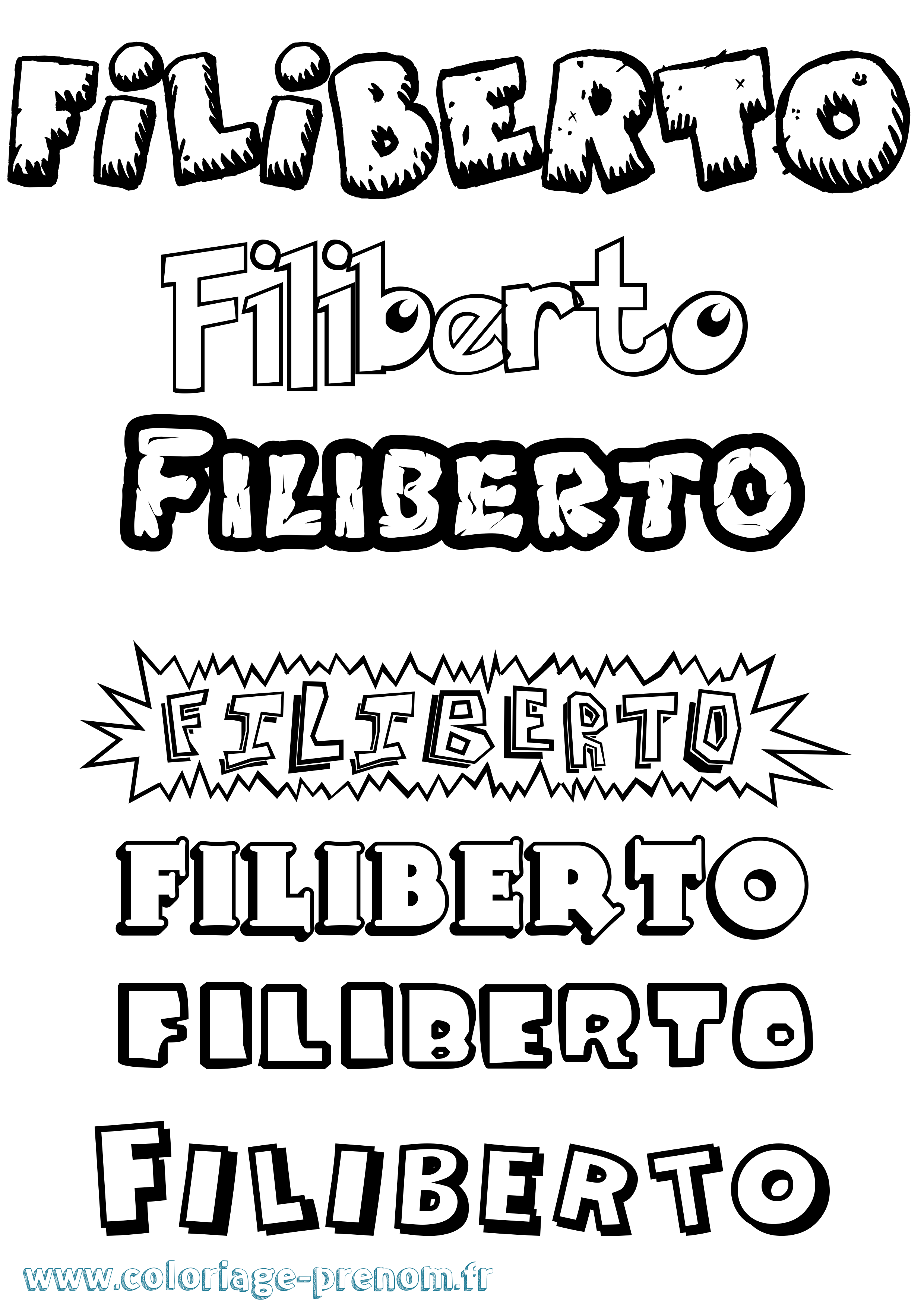 Coloriage Filiberto Dessin Animé Coloriage prénom Filiberto Dessin Animé
