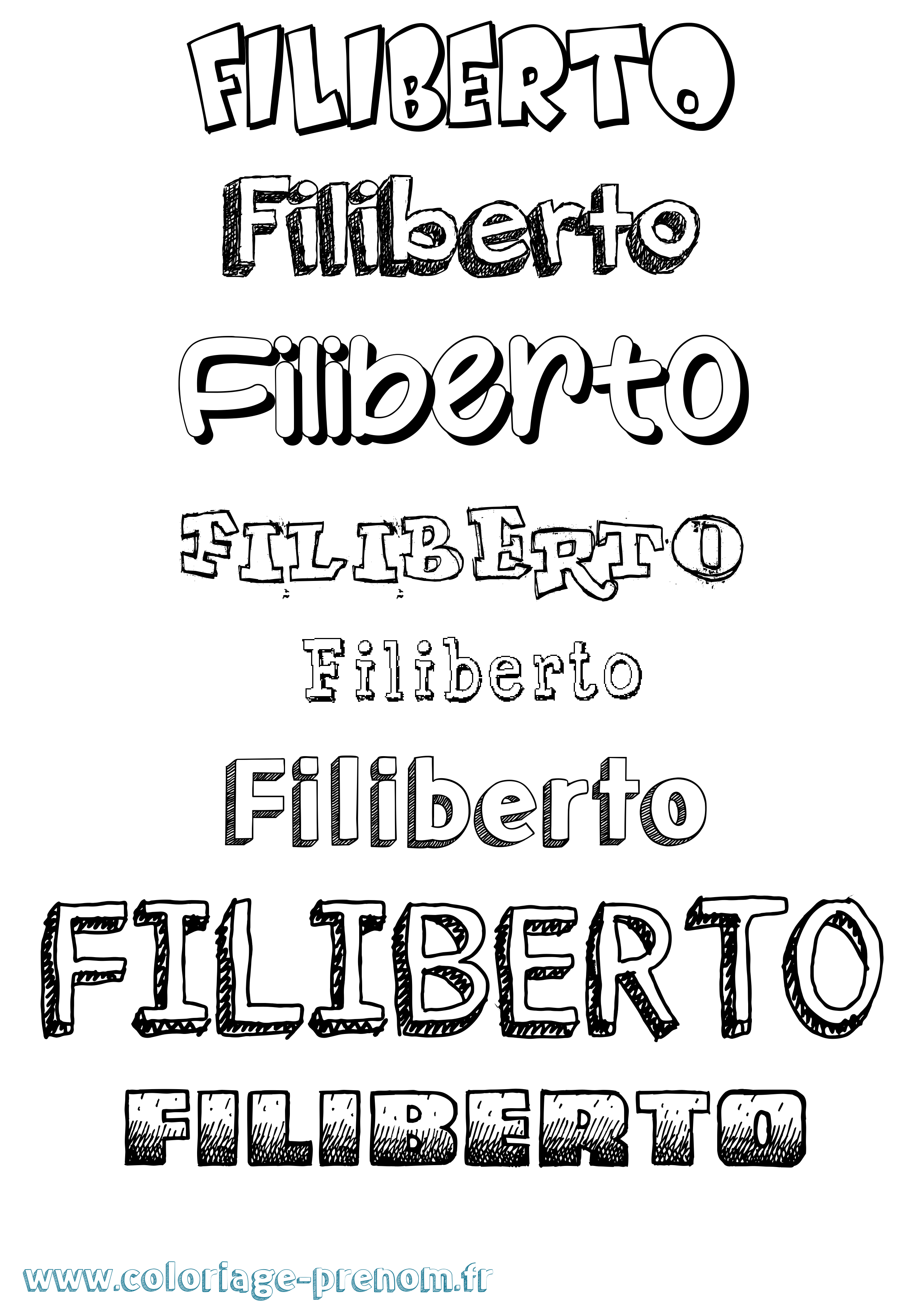 Coloriage Filiberto Dessiné Coloriage prénom Filiberto Dessiné