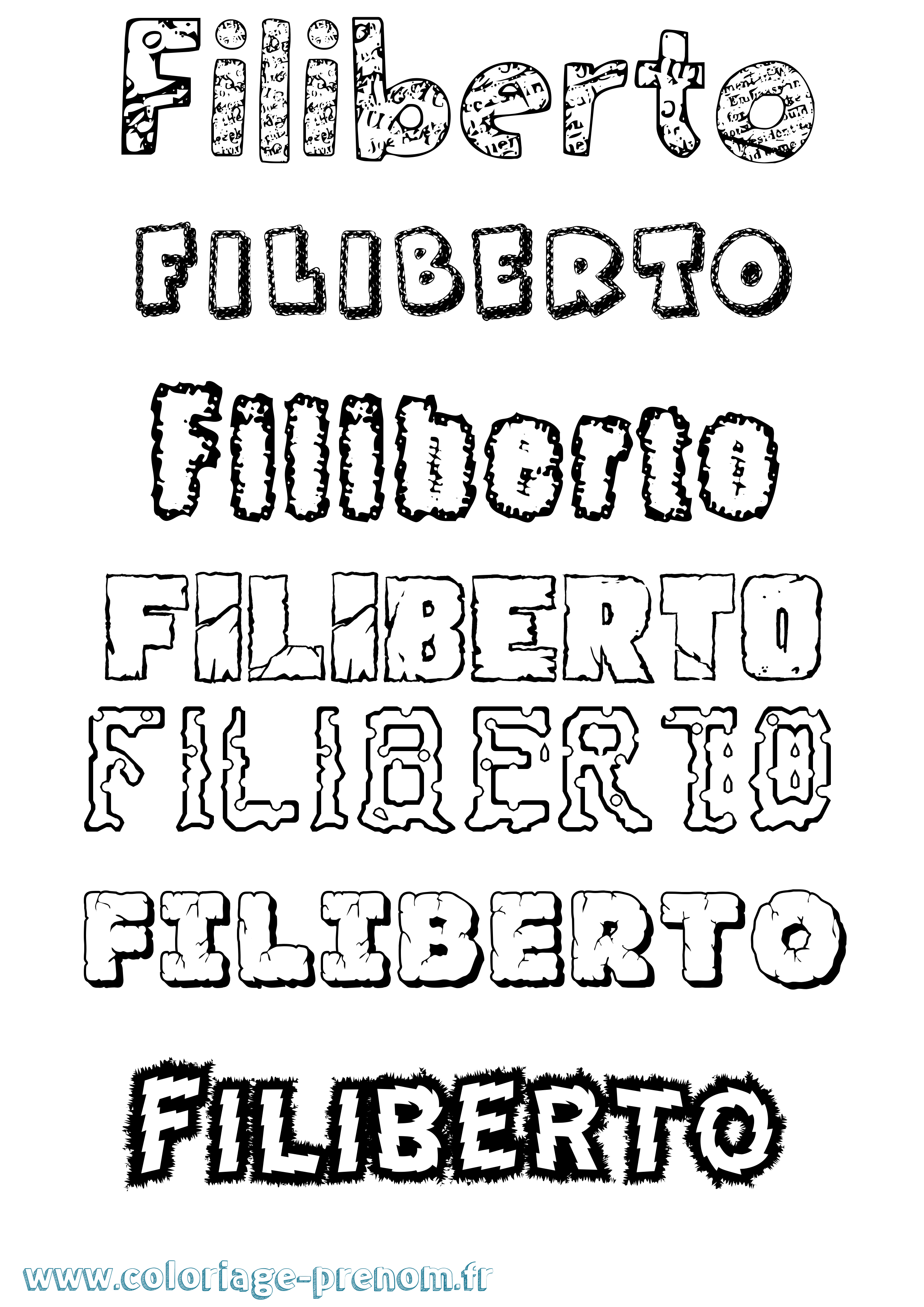 Coloriage prénom Filiberto Destructuré