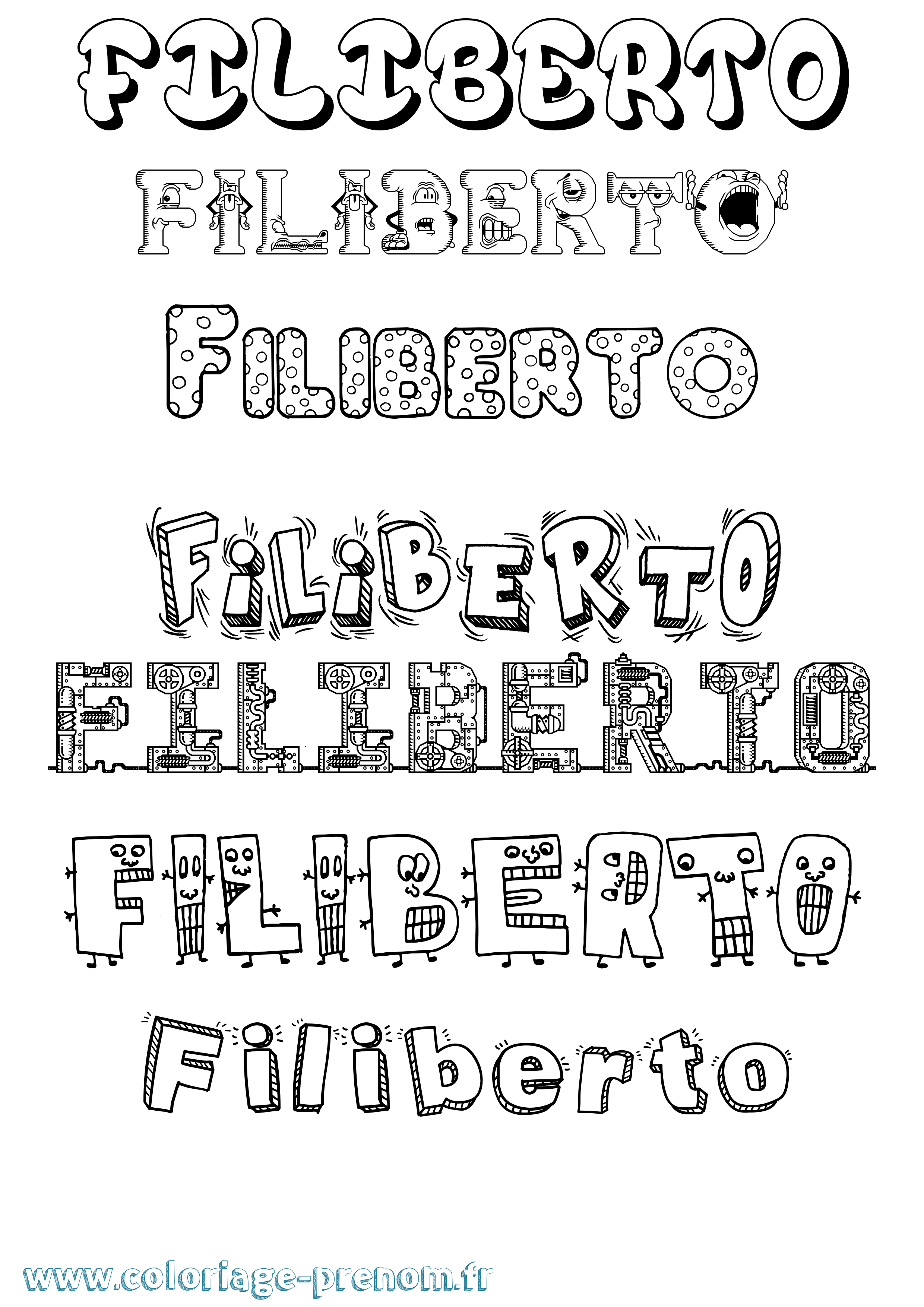 Coloriage prénom Filiberto Fun