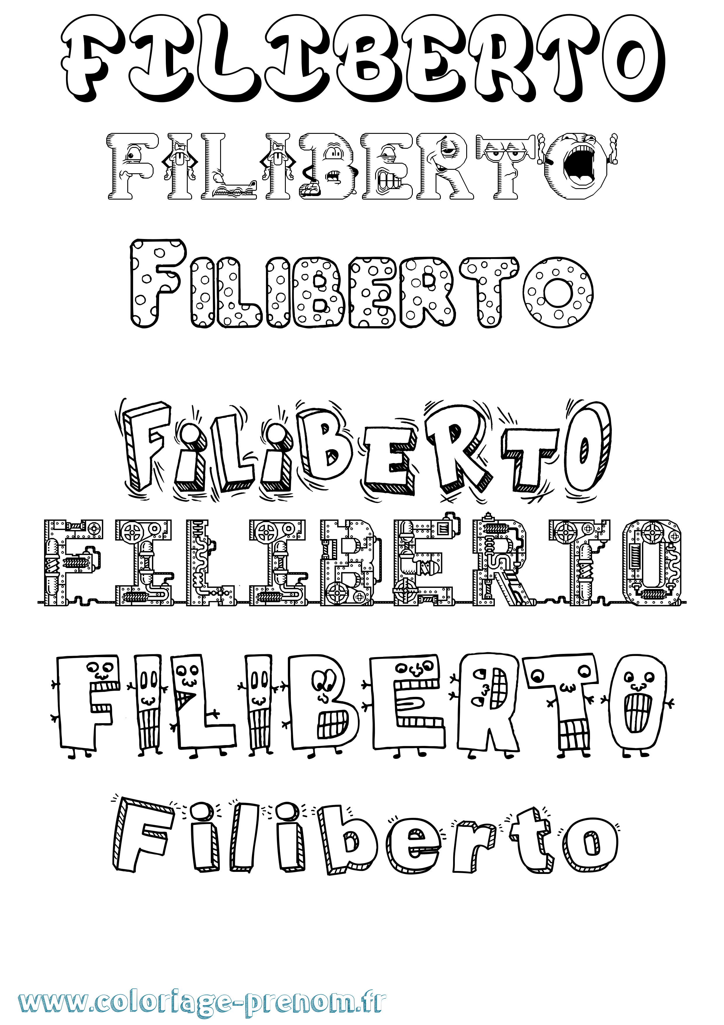 Coloriage Filiberto Fun Coloriage prénom Filiberto Fun