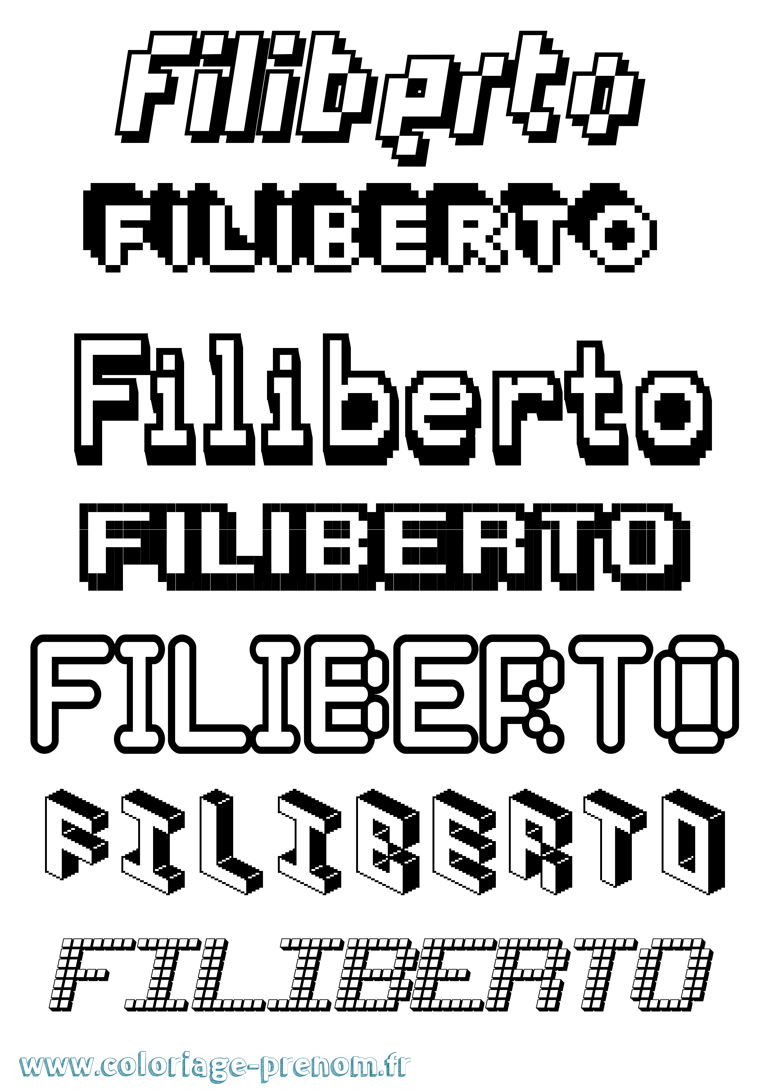 Coloriage Filiberto Pixel Coloriage prénom Filiberto Pixel