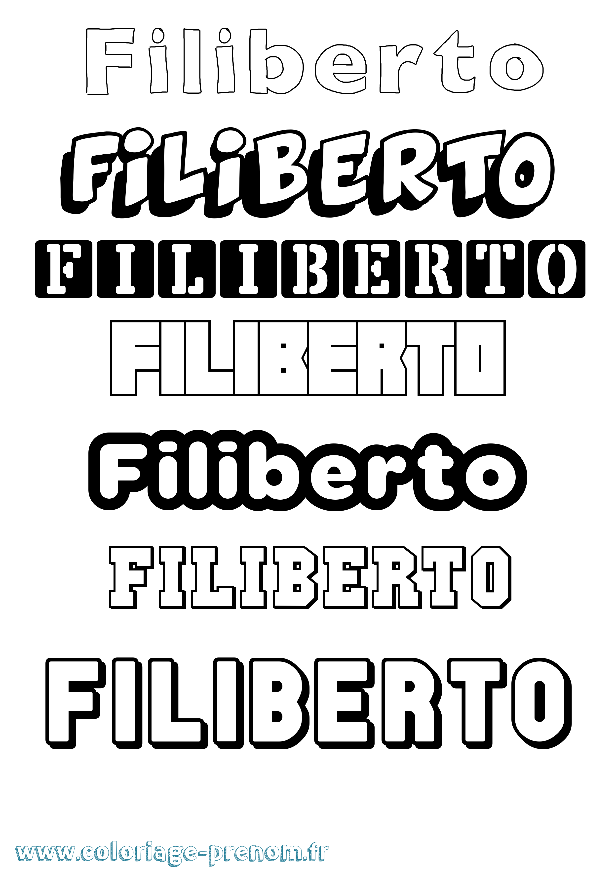 Coloriage Filiberto Simple Coloriage prénom Filiberto Simple
