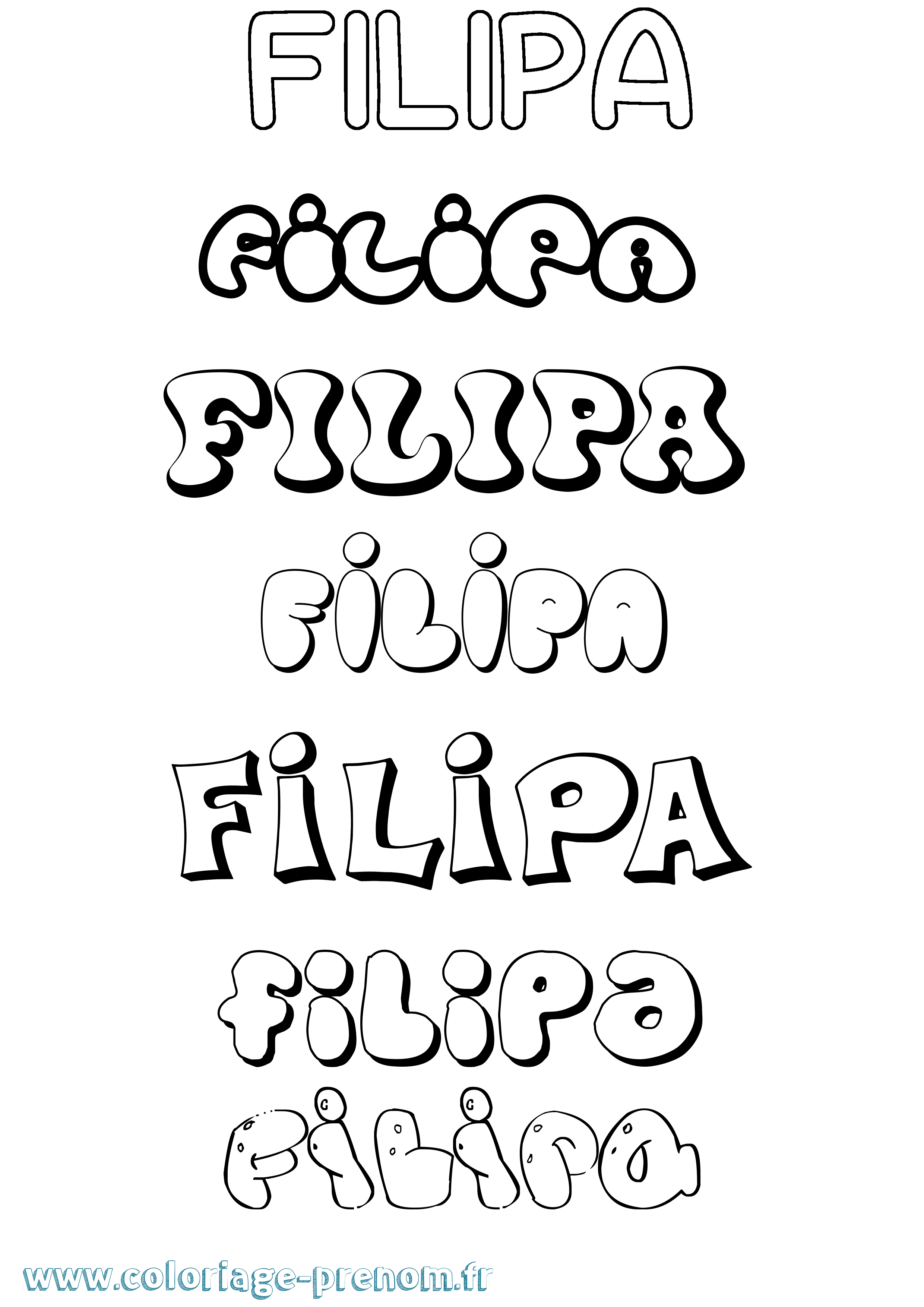 Coloriage Filipa Bubble Coloriage prénom Filipa Bubble