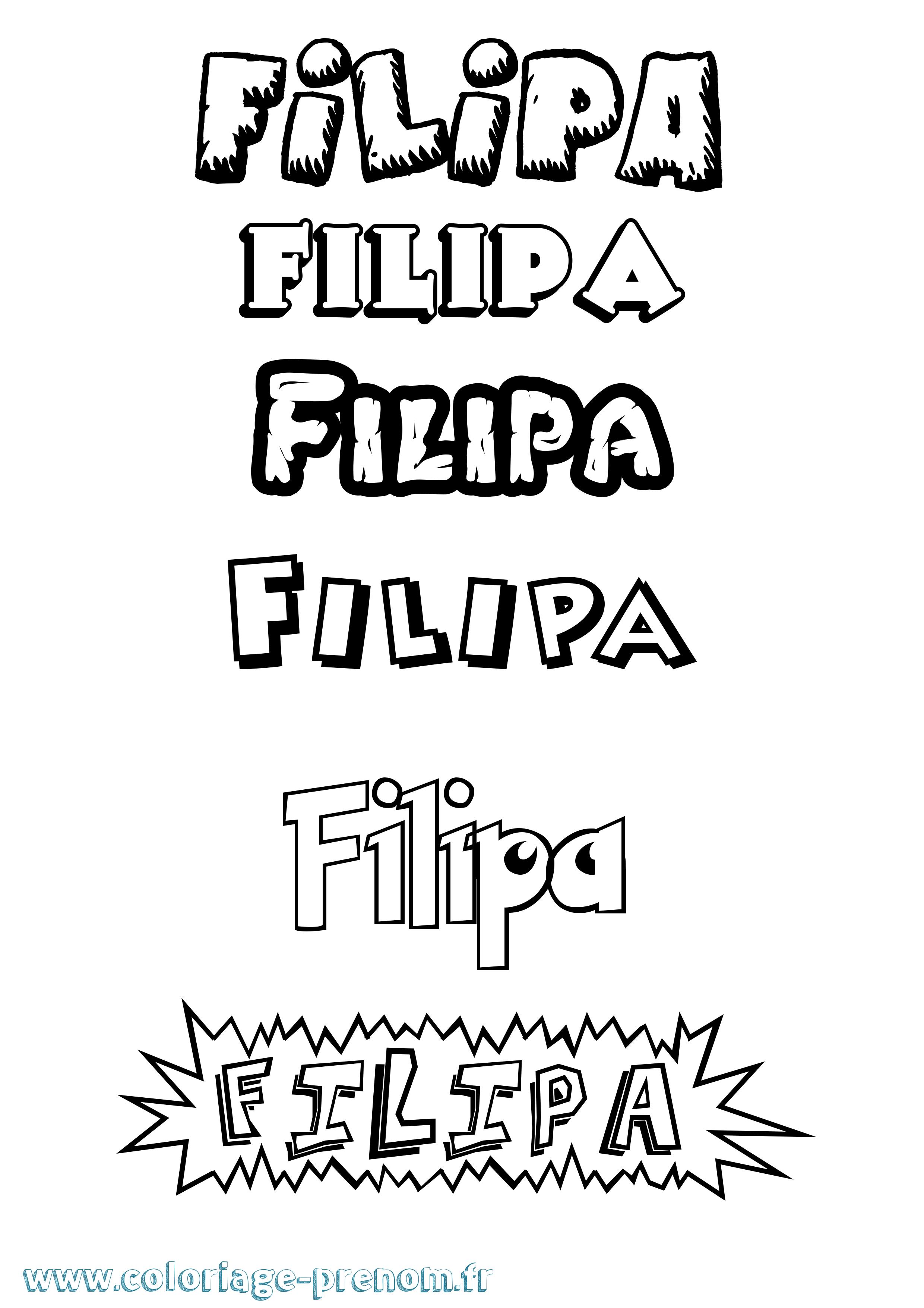 Coloriage Filipa Dessin Animé Coloriage prénom Filipa Dessin Animé