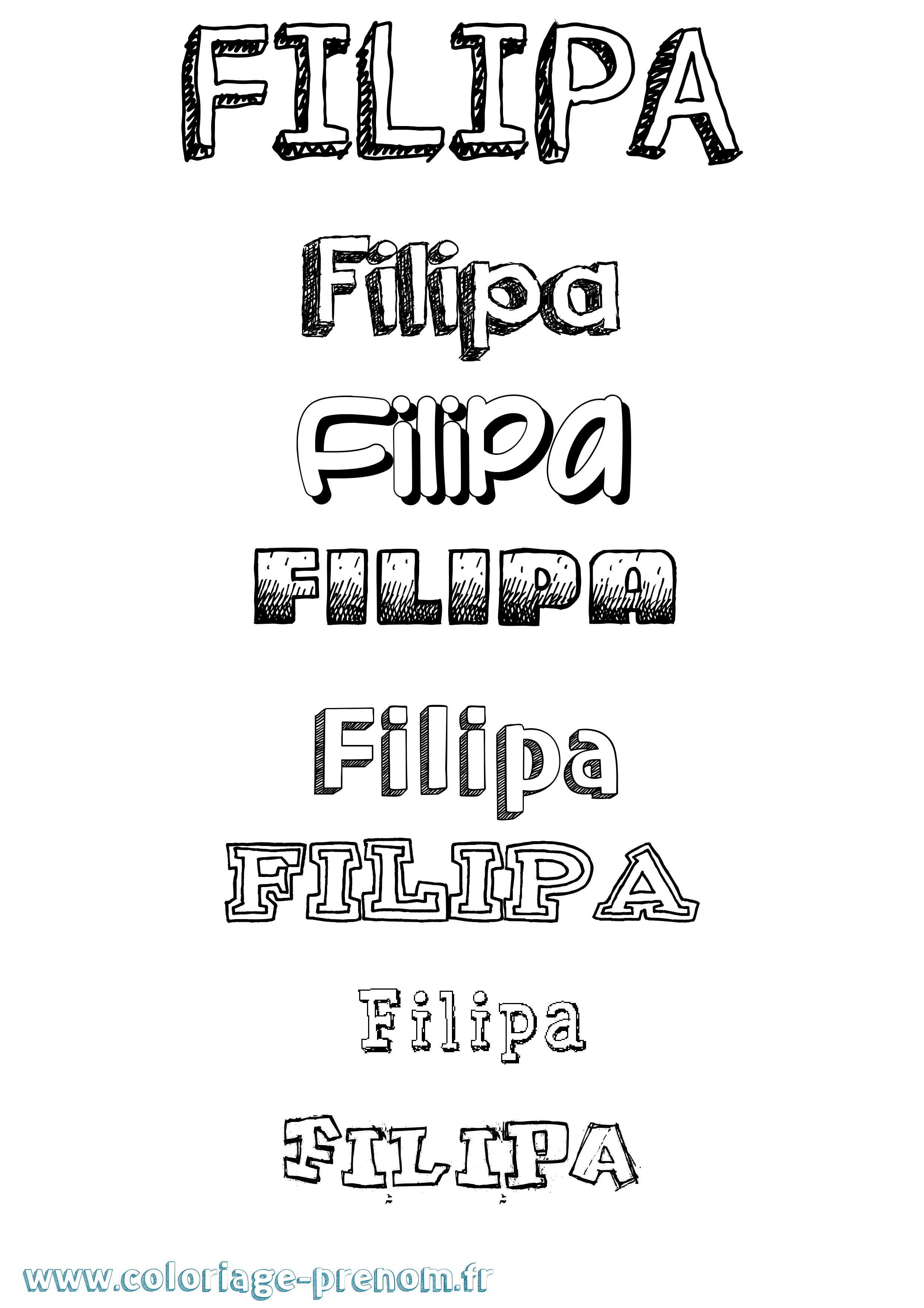 Coloriage Filipa Dessiné Coloriage prénom Filipa Dessiné