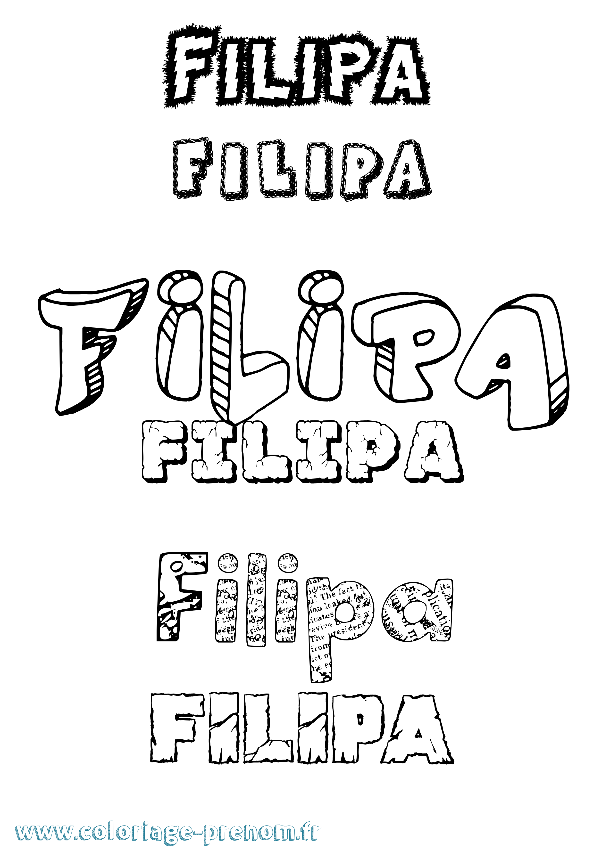 Coloriage Filipa Destructuré Coloriage prénom Filipa Destructuré