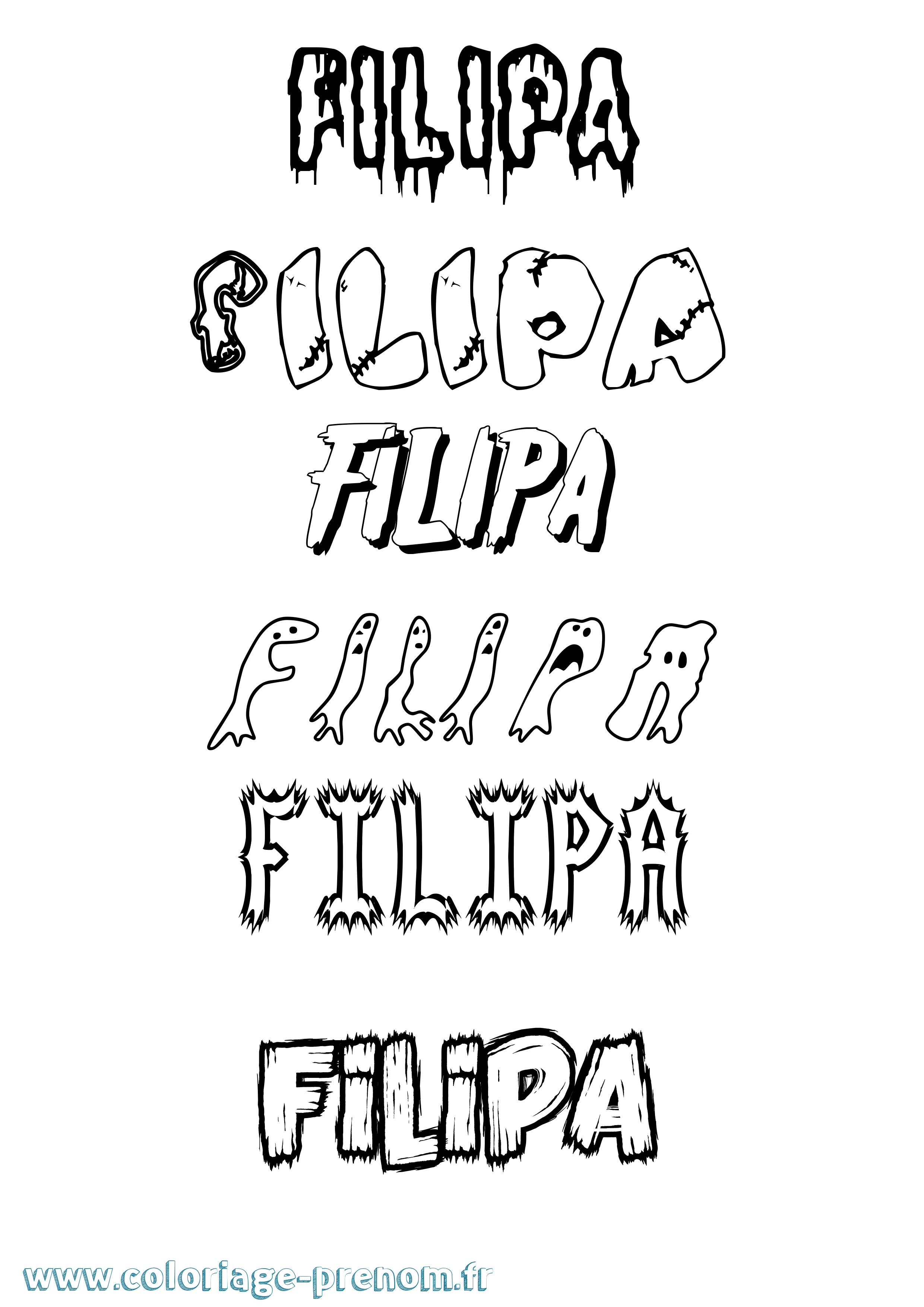 Coloriage Filipa Frisson Coloriage prénom Filipa Frisson