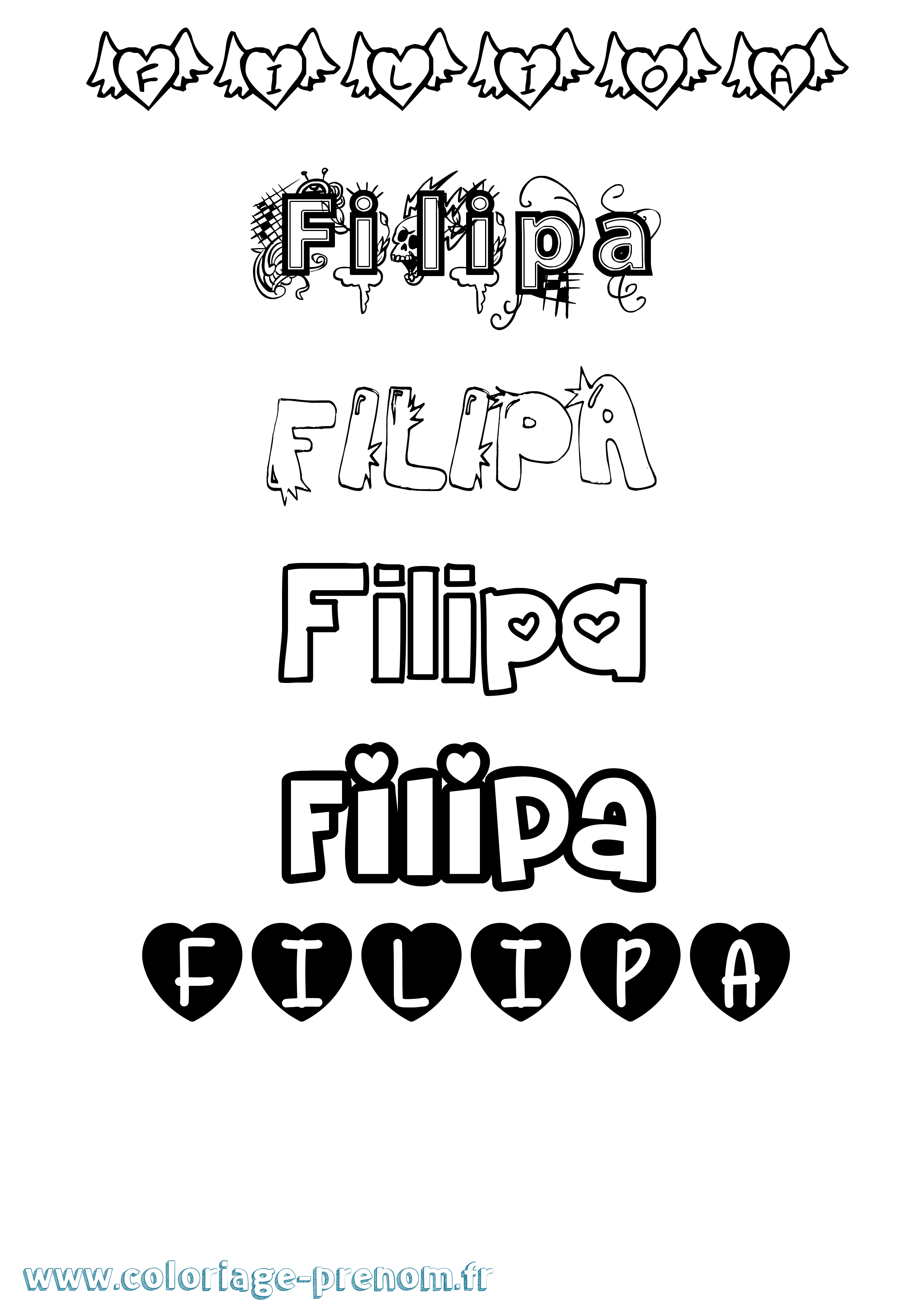 Coloriage Filipa Girly Coloriage prénom Filipa Girly