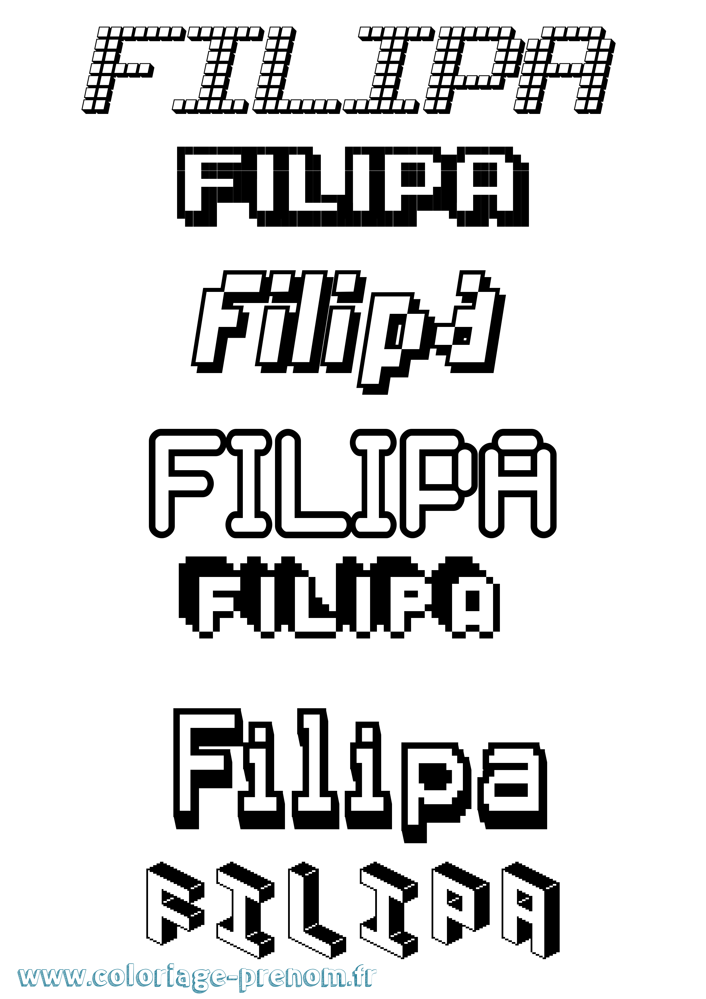 Coloriage Filipa Pixel Coloriage prénom Filipa Pixel