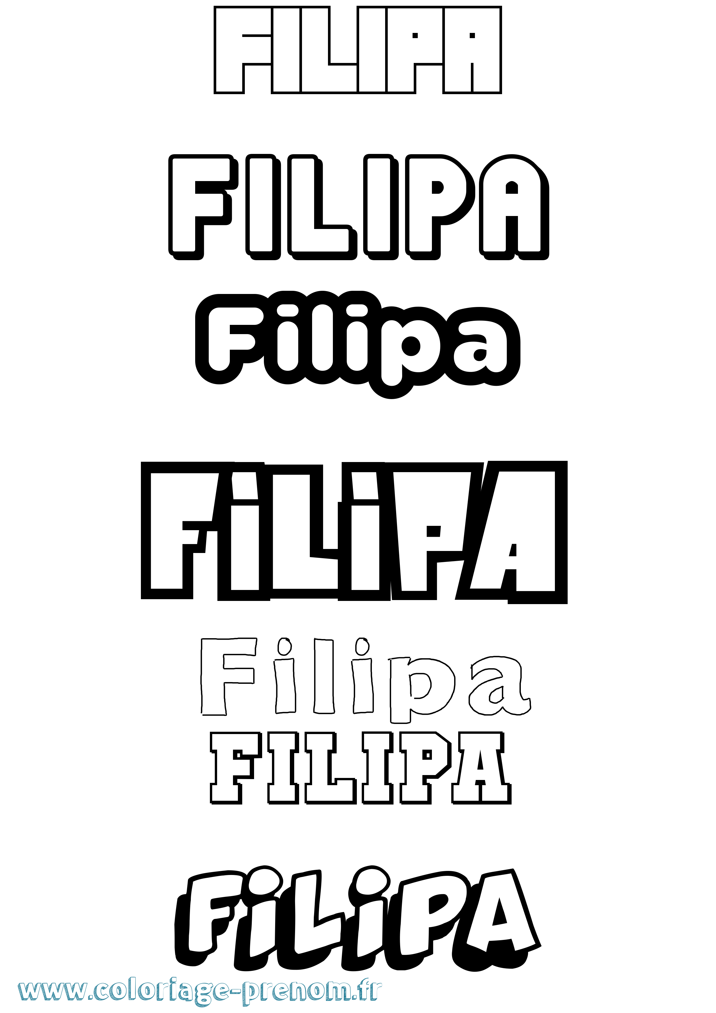 Coloriage Filipa Simple Coloriage prénom Filipa Simple