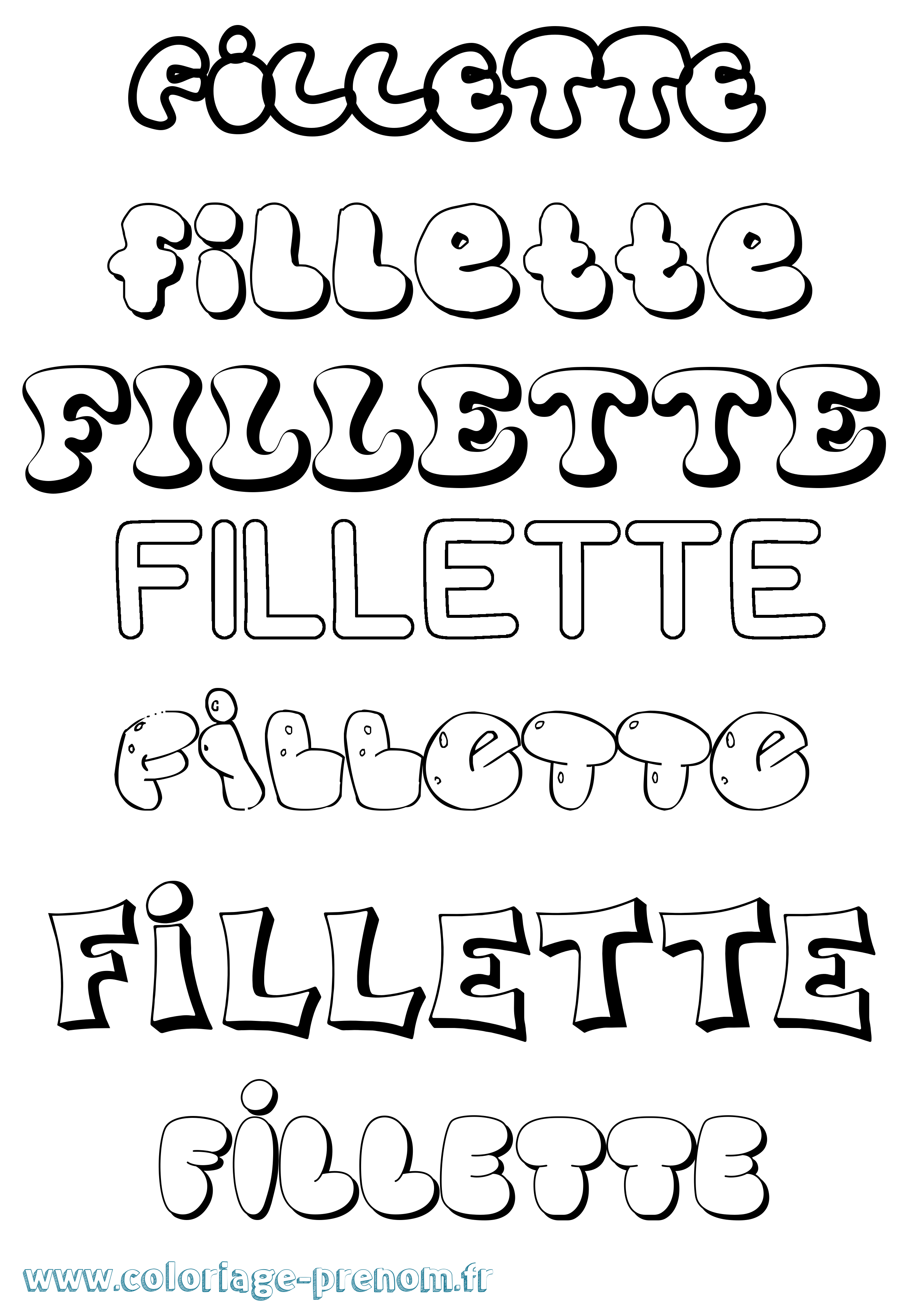 Coloriage prénom Fillette Bubble