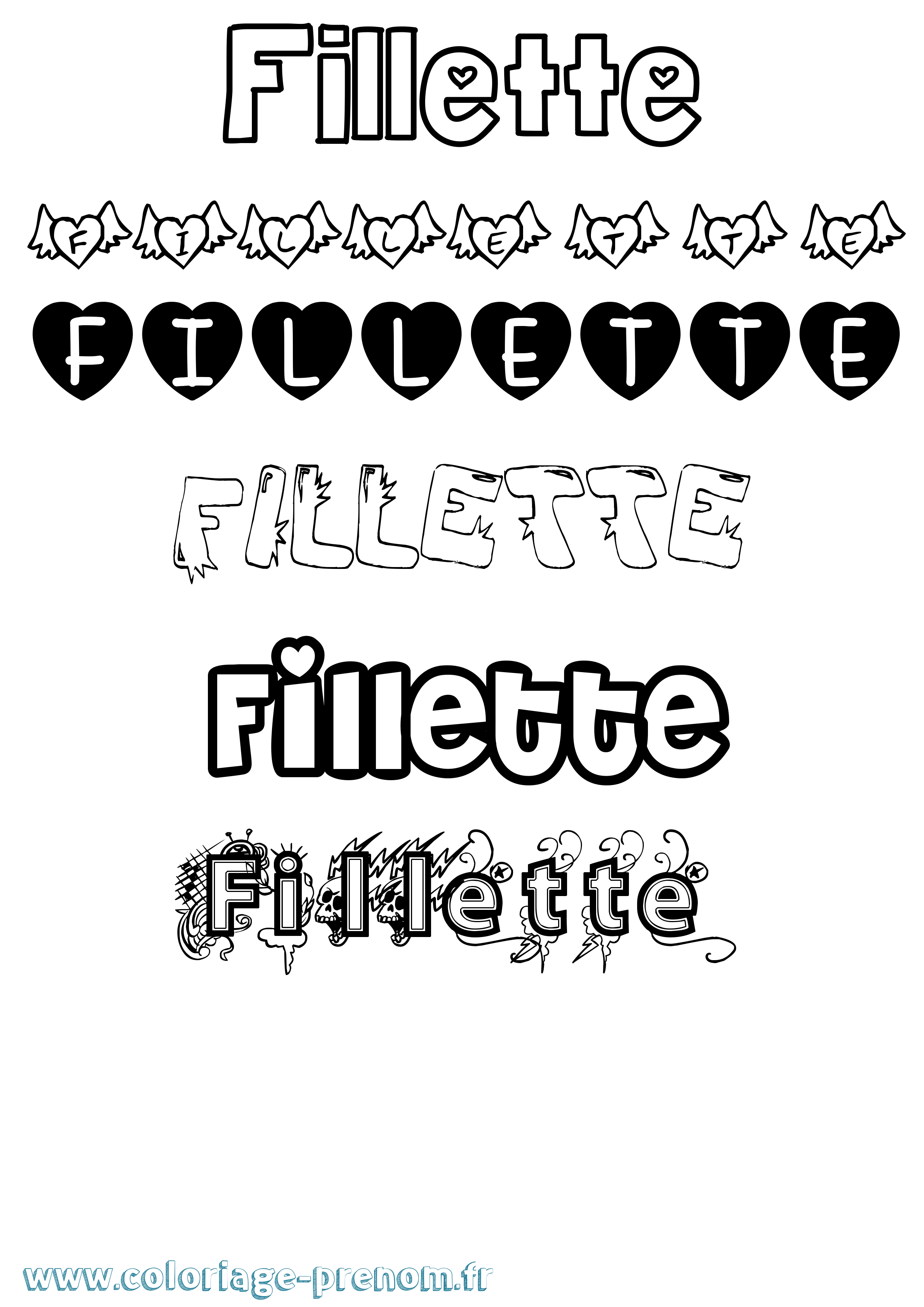 Coloriage prénom Fillette Girly