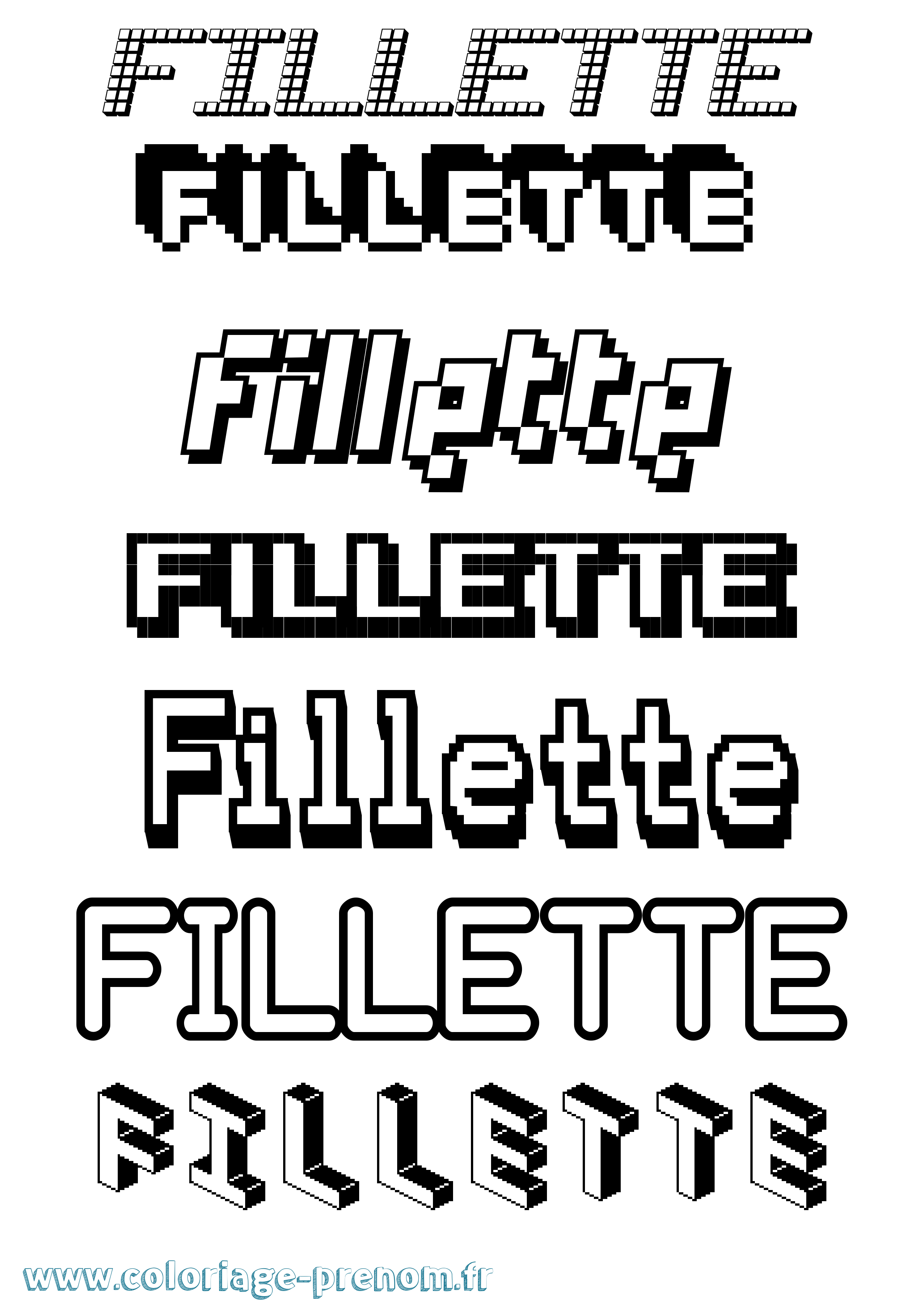 Coloriage prénom Fillette Pixel