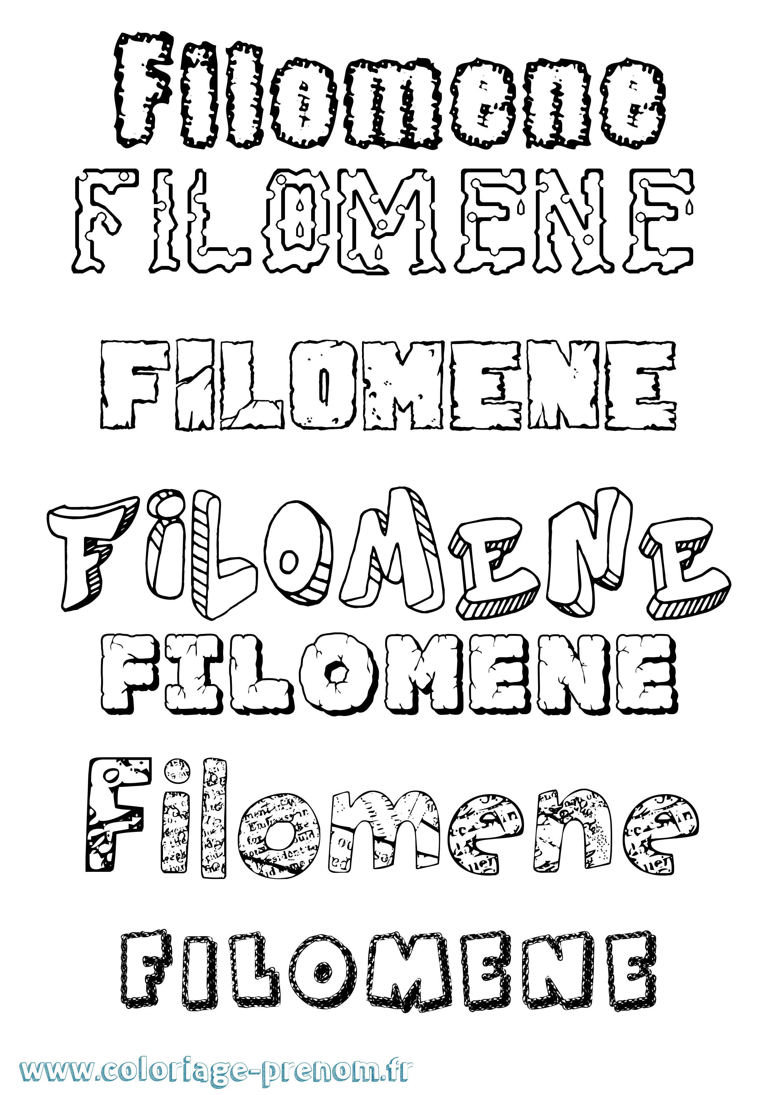 Coloriage prénom Filomene Destructuré