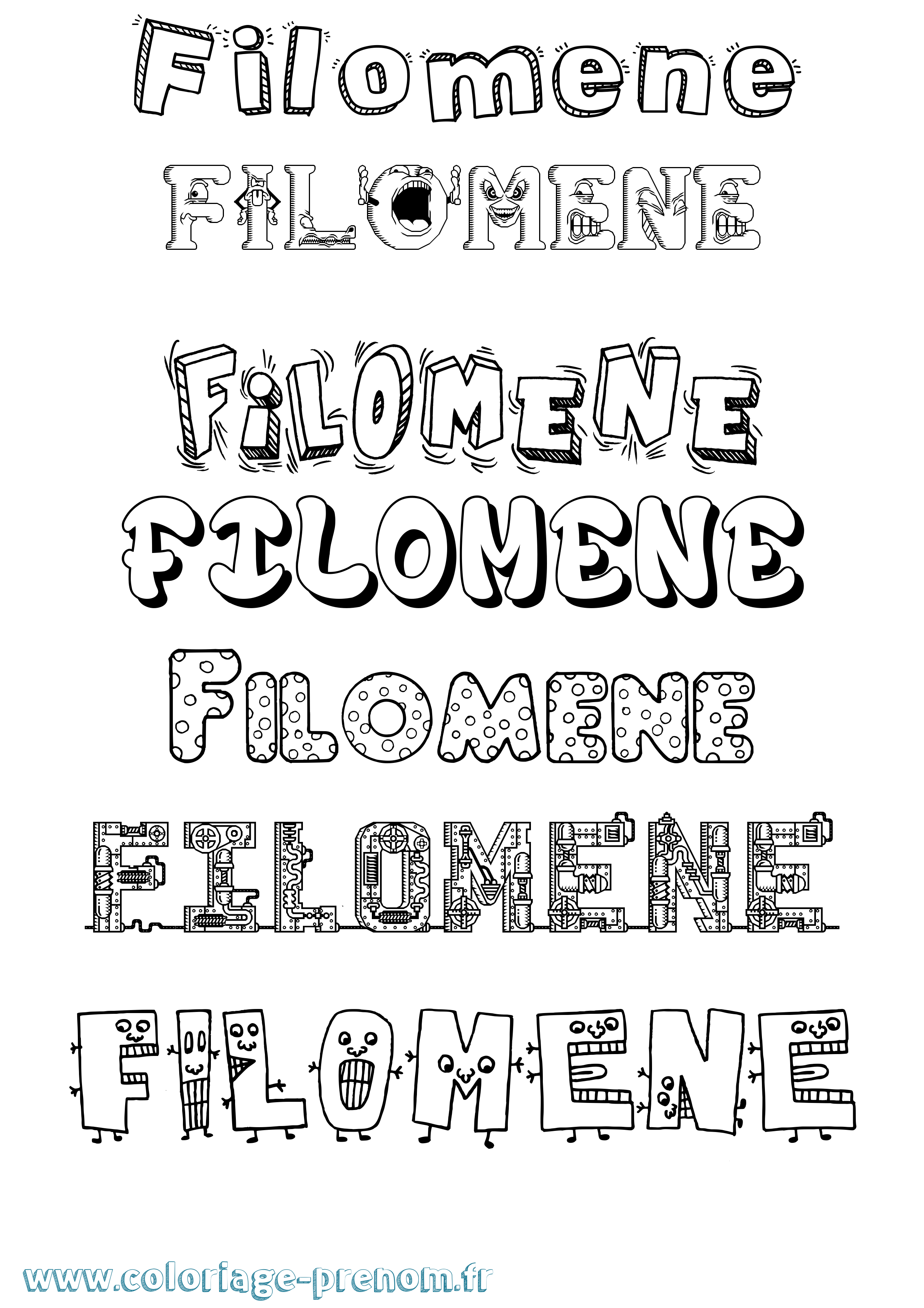 Coloriage prénom Filomene Fun
