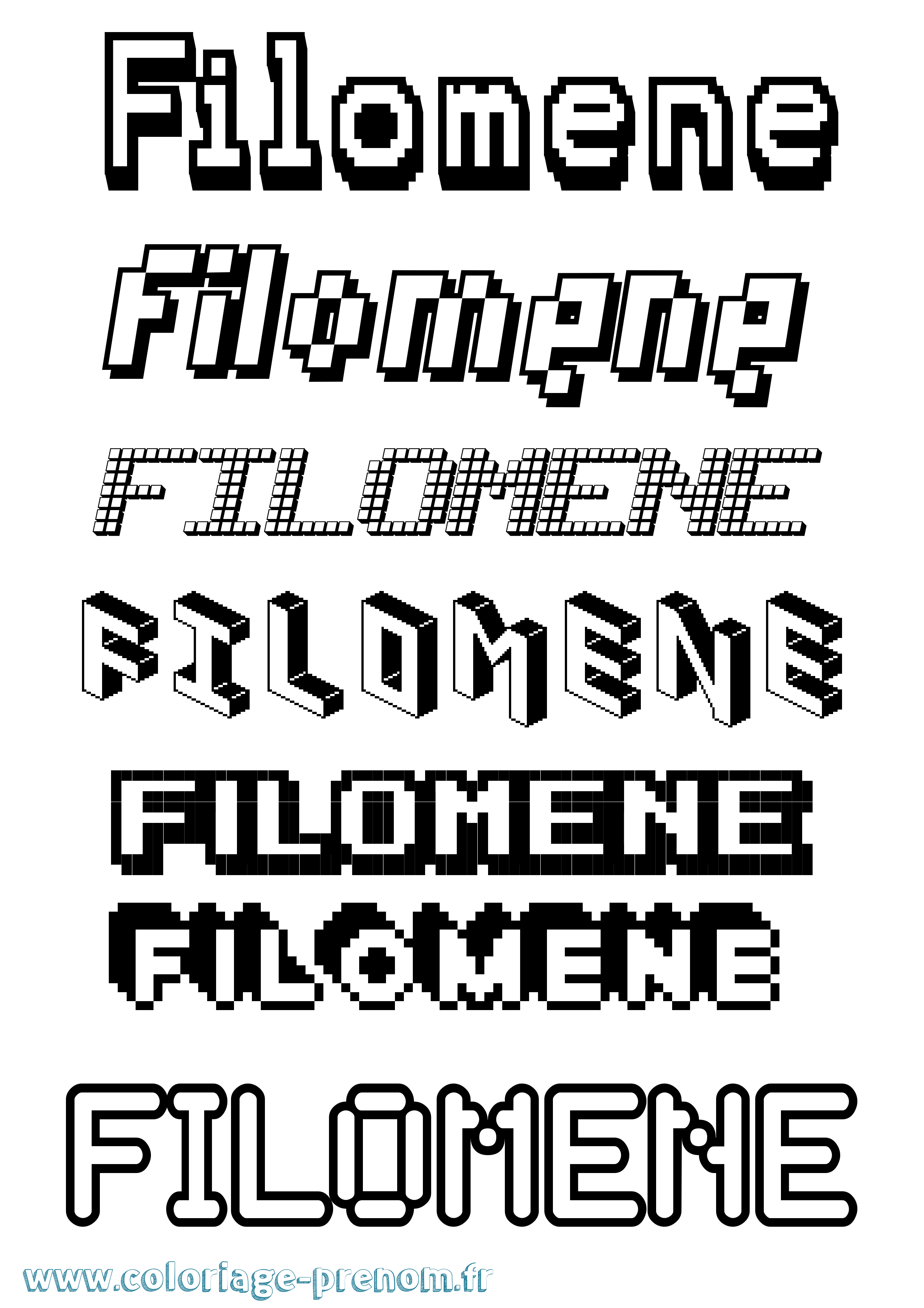 Coloriage prénom Filomene Pixel
