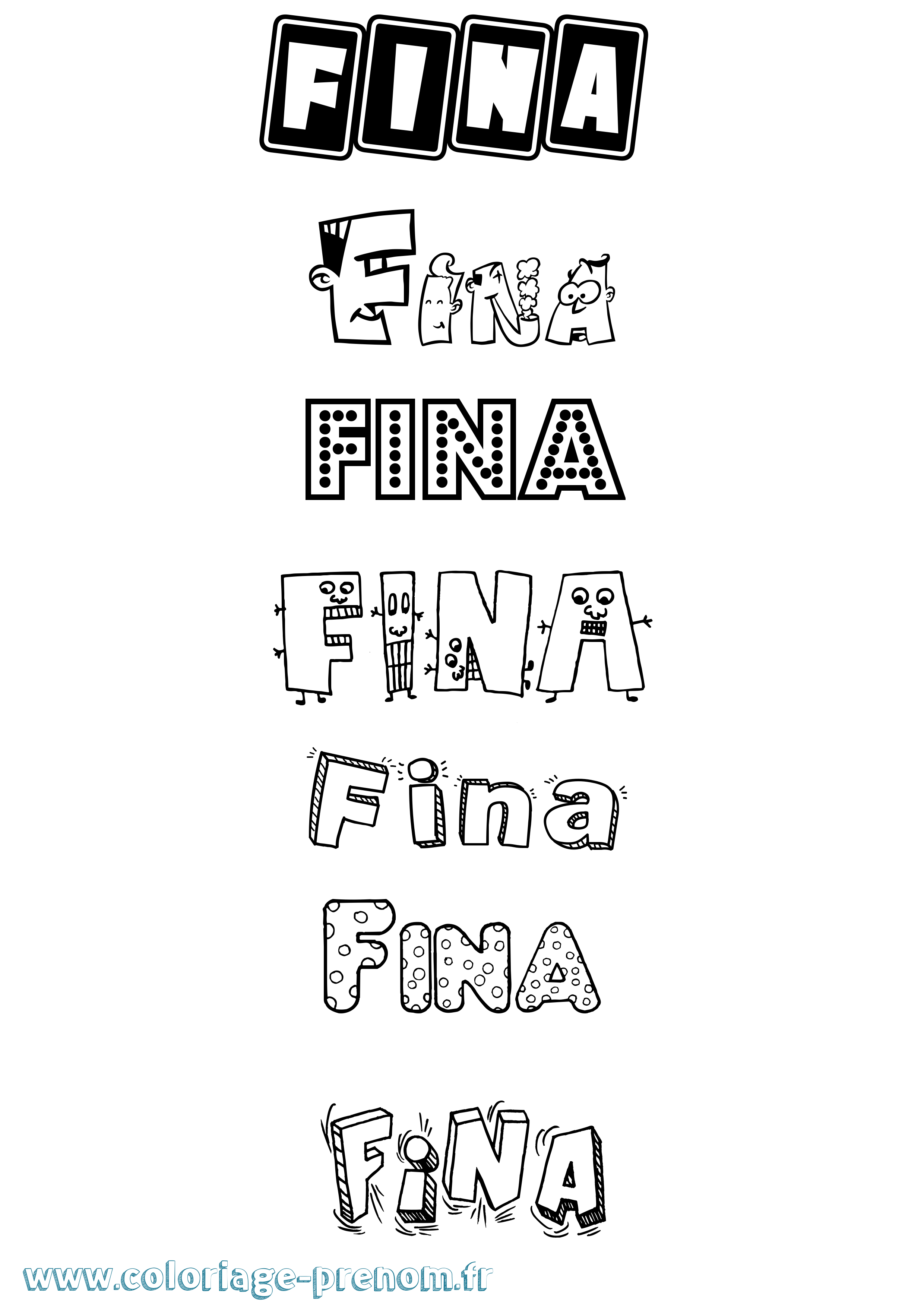 Coloriage prénom Fina Fun