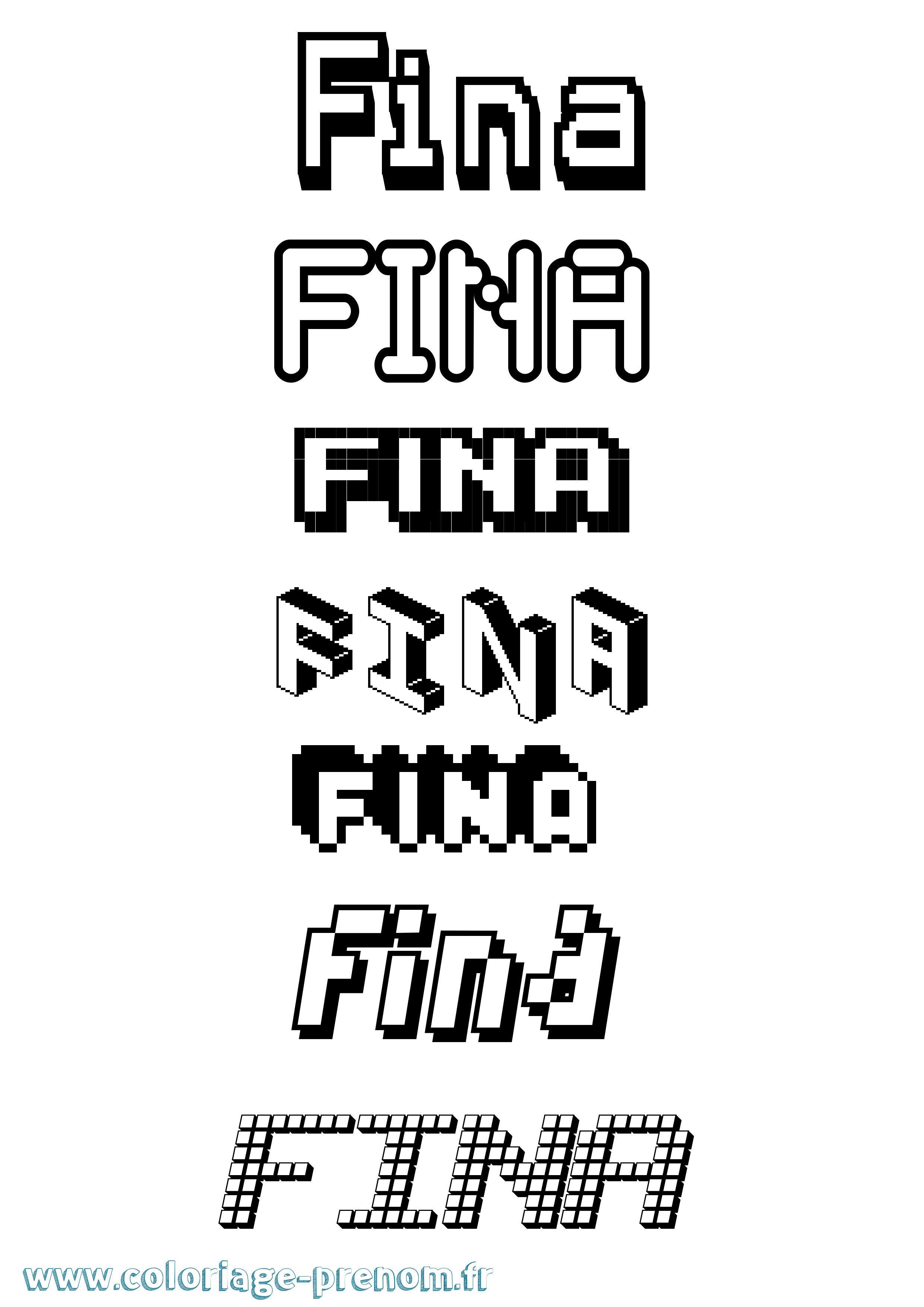 Coloriage prénom Fina Pixel